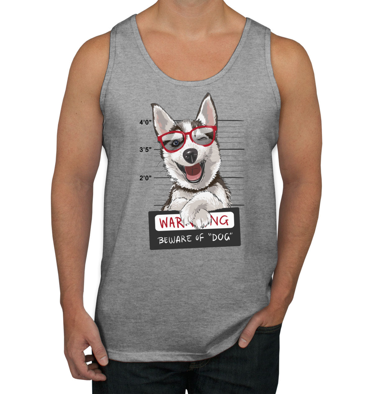 Happy Husky Dog Mugshot Men's Tank Top