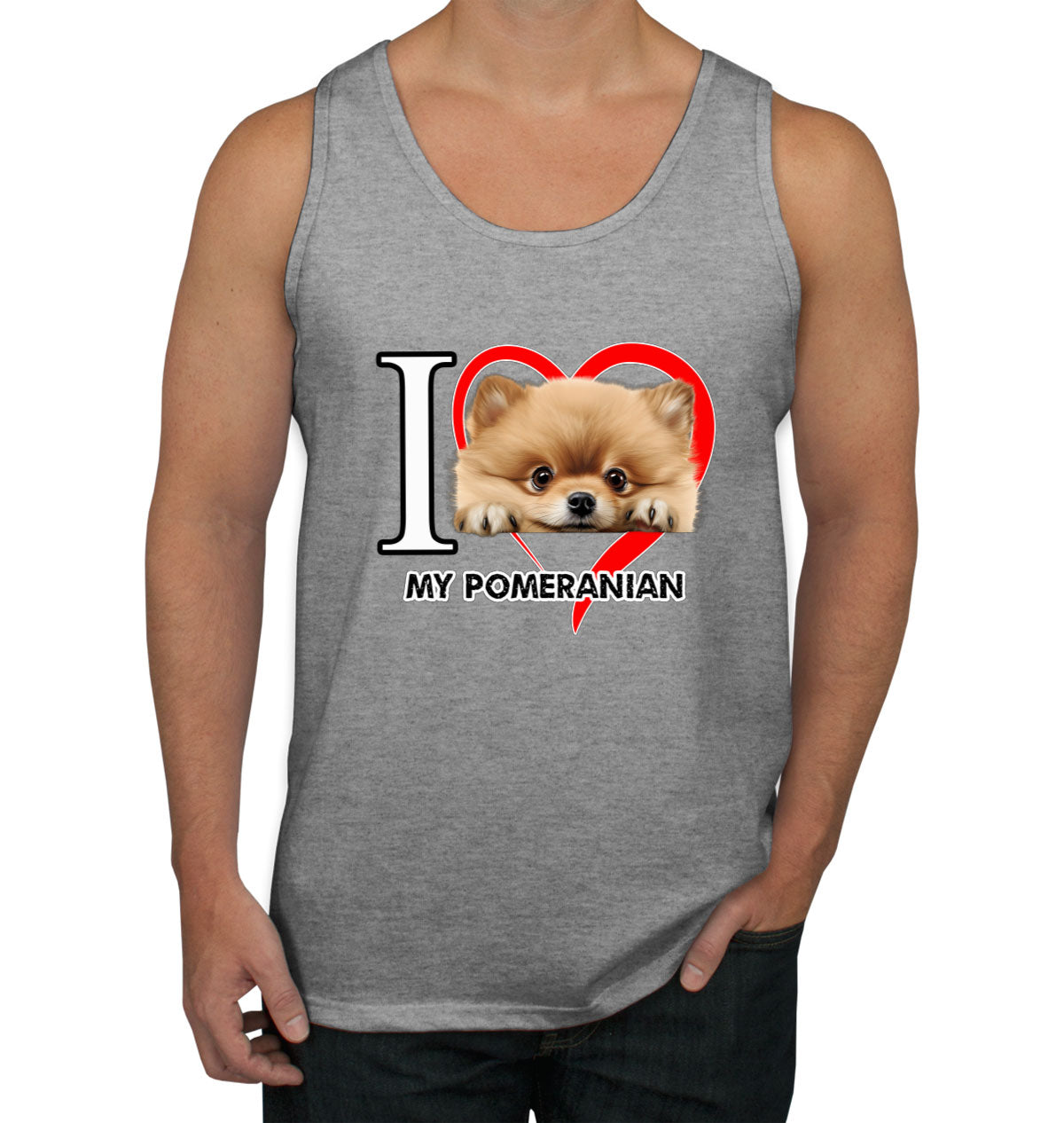 I Love My Pomeranian Dog Men's Tank Top