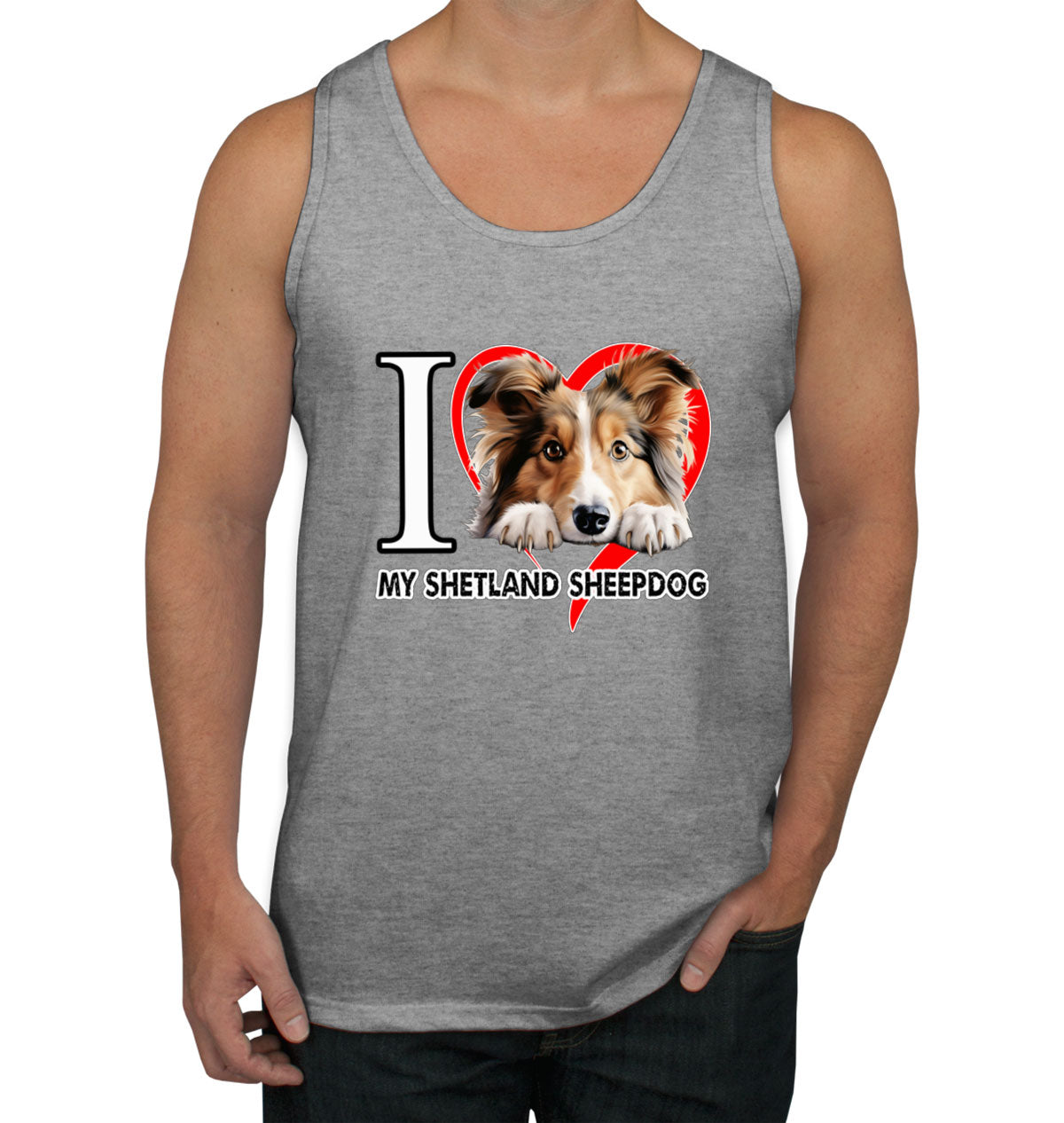 I Love My Shetland Sheepdog Dog Men's Tank Top