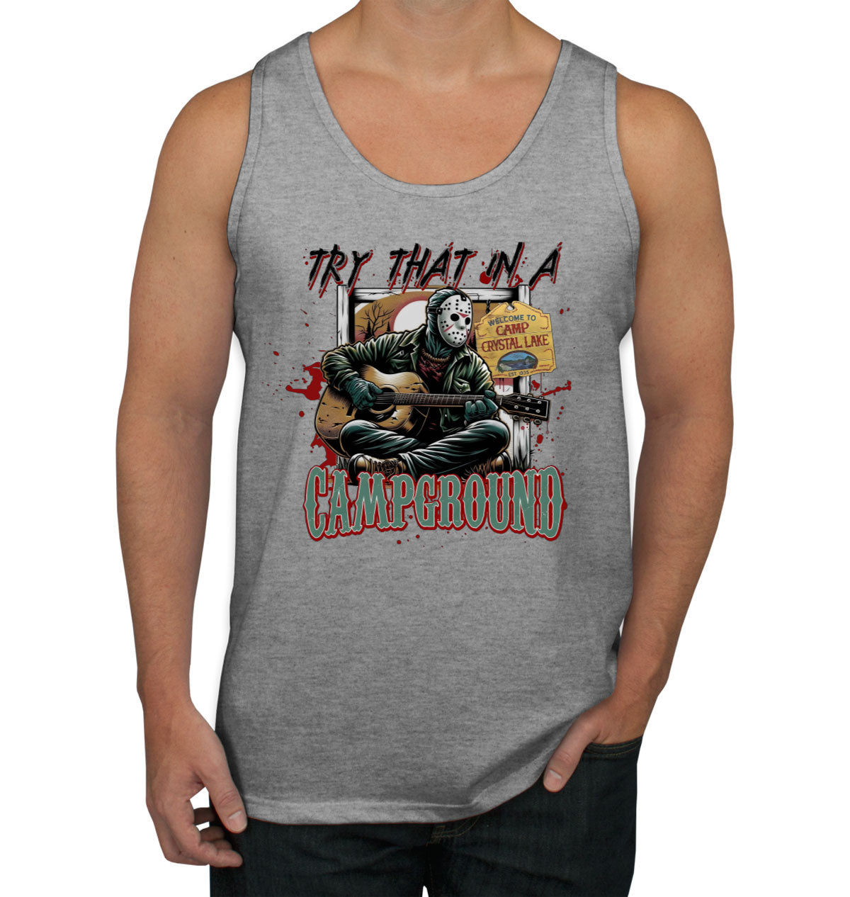 Try That In A Campground Jason Halloween Men's Tank Top