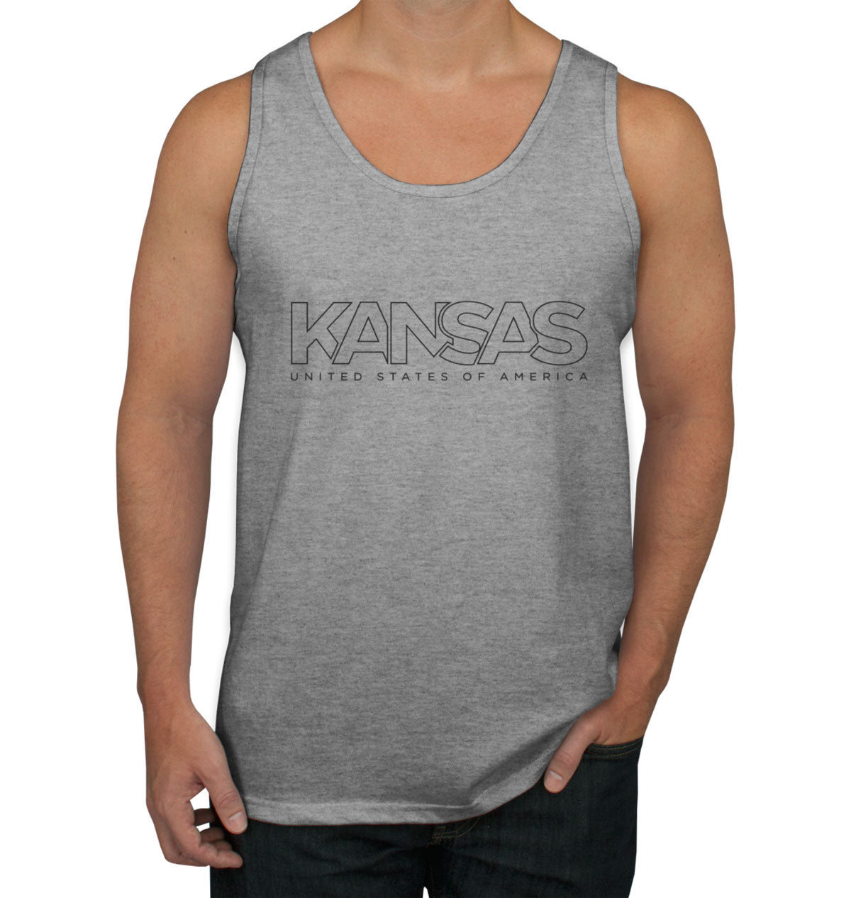 Kansas Outline Typography Men's Tank Top