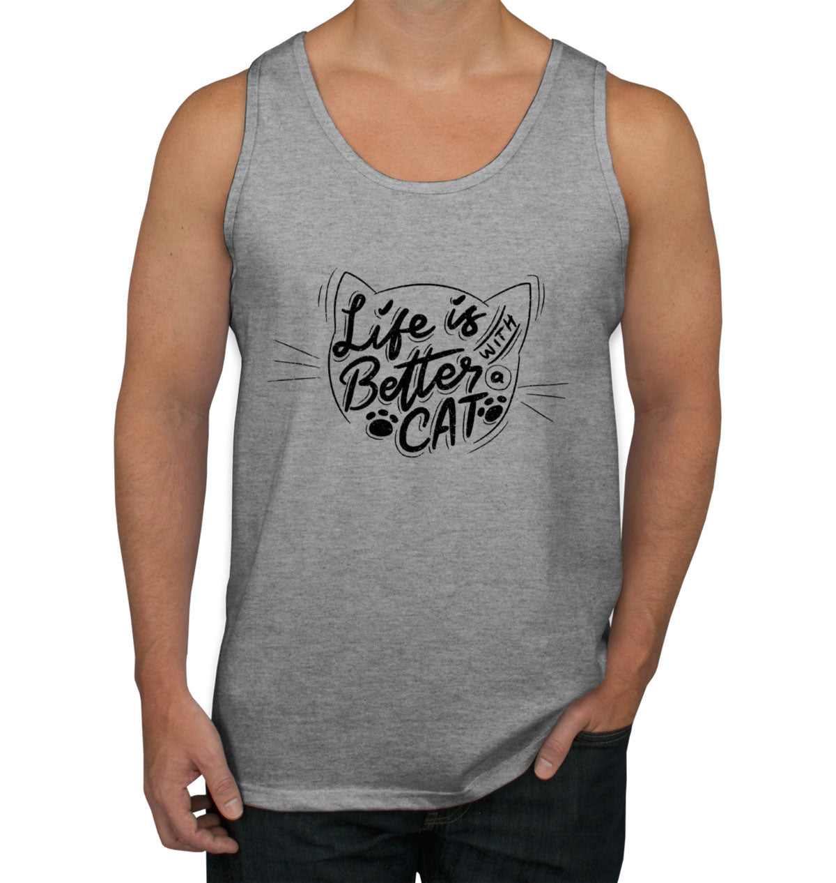 Life Is Better With Cat Men's Tank Top