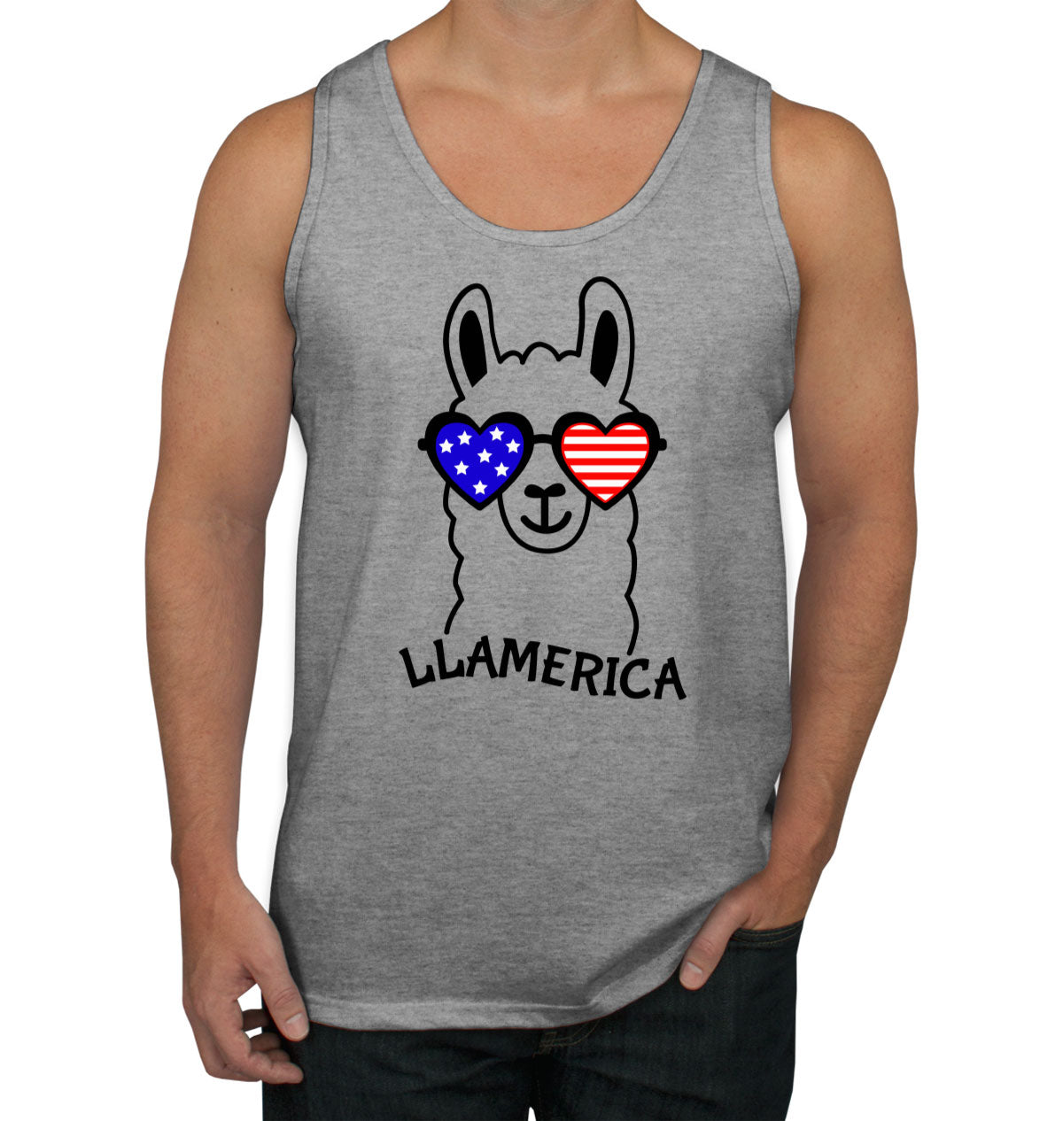 Llama America Patriotic Men's Tank Top