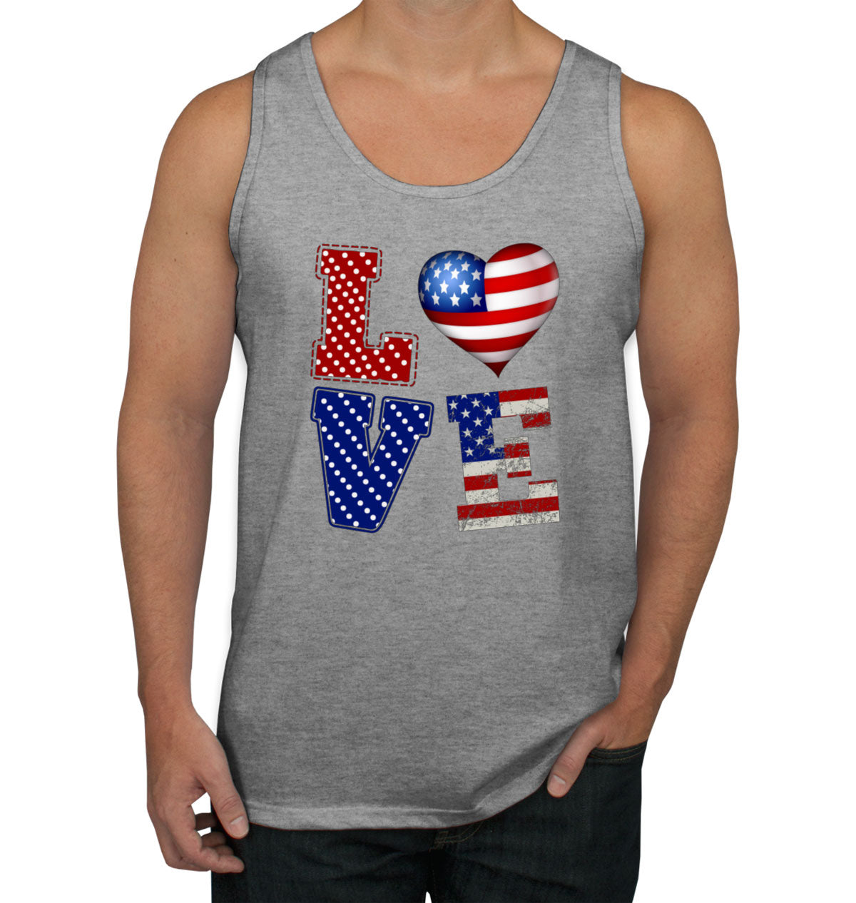 Love USA America Patriotic Men's Tank Top