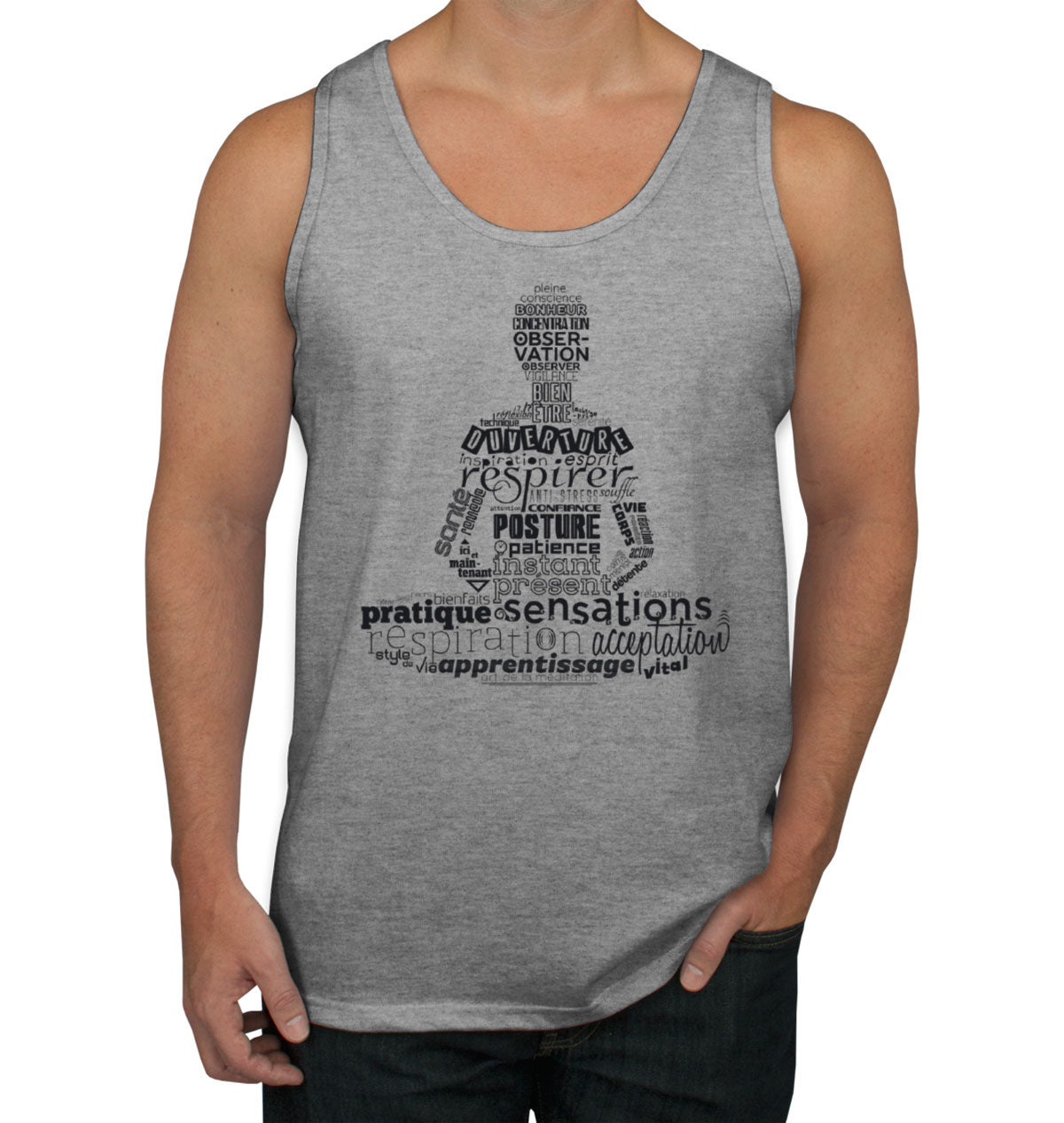 Meditation Yoga Reiki Text Men's Tank Top