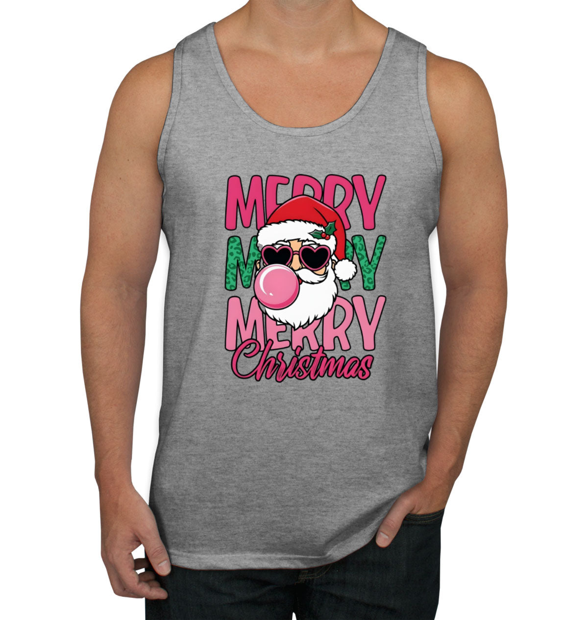 Santa Bubble Gum Merry Christmas Men's Tank Top