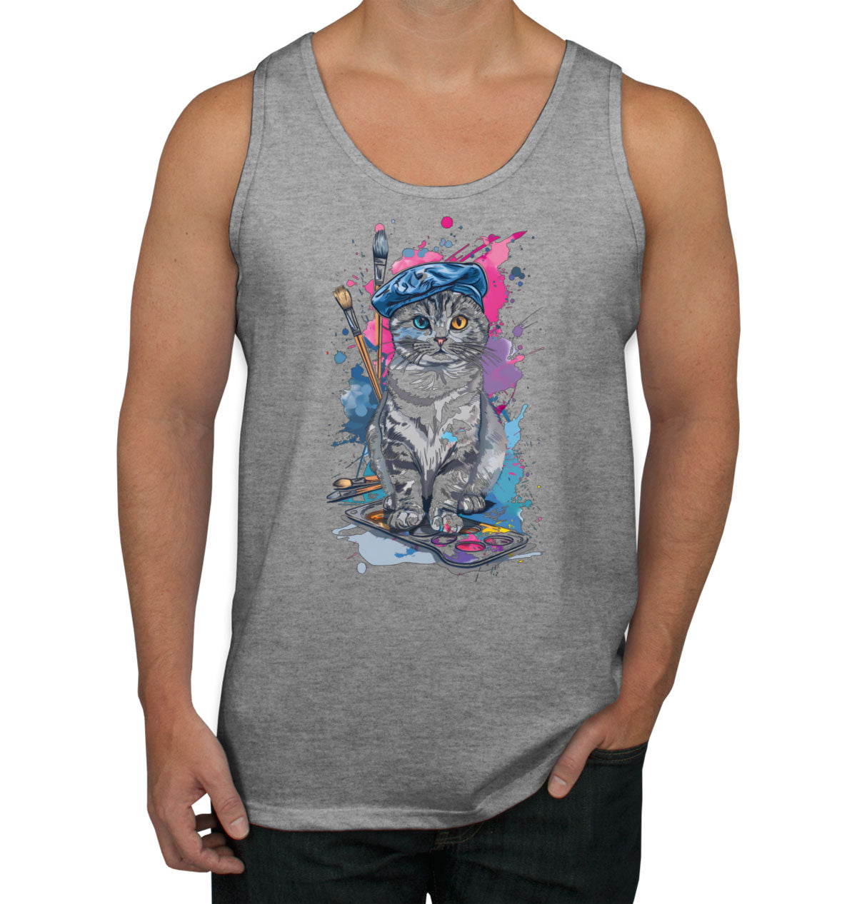 Painter Artist Cat Men's Tank Top