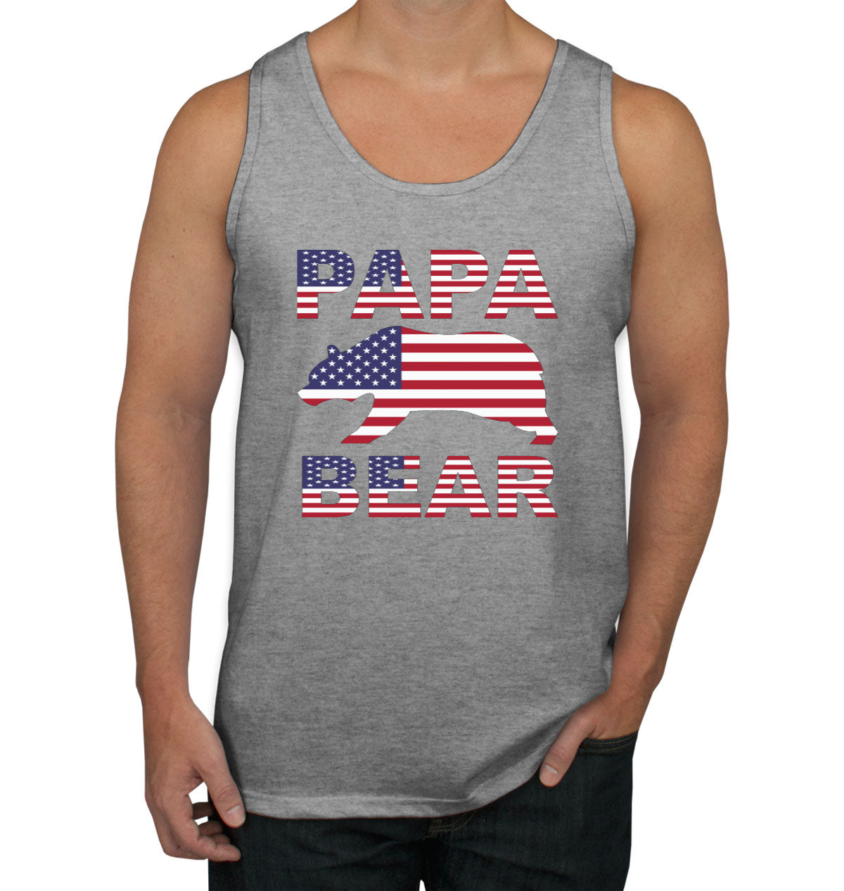 Papa Bear American Flag Men's Tank Top