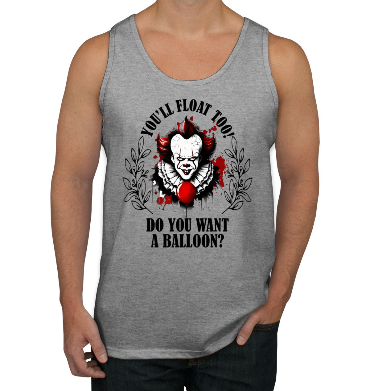 Pennywise You'll Float Too Do You Want A Balloon? Halloween Men's Tank Top