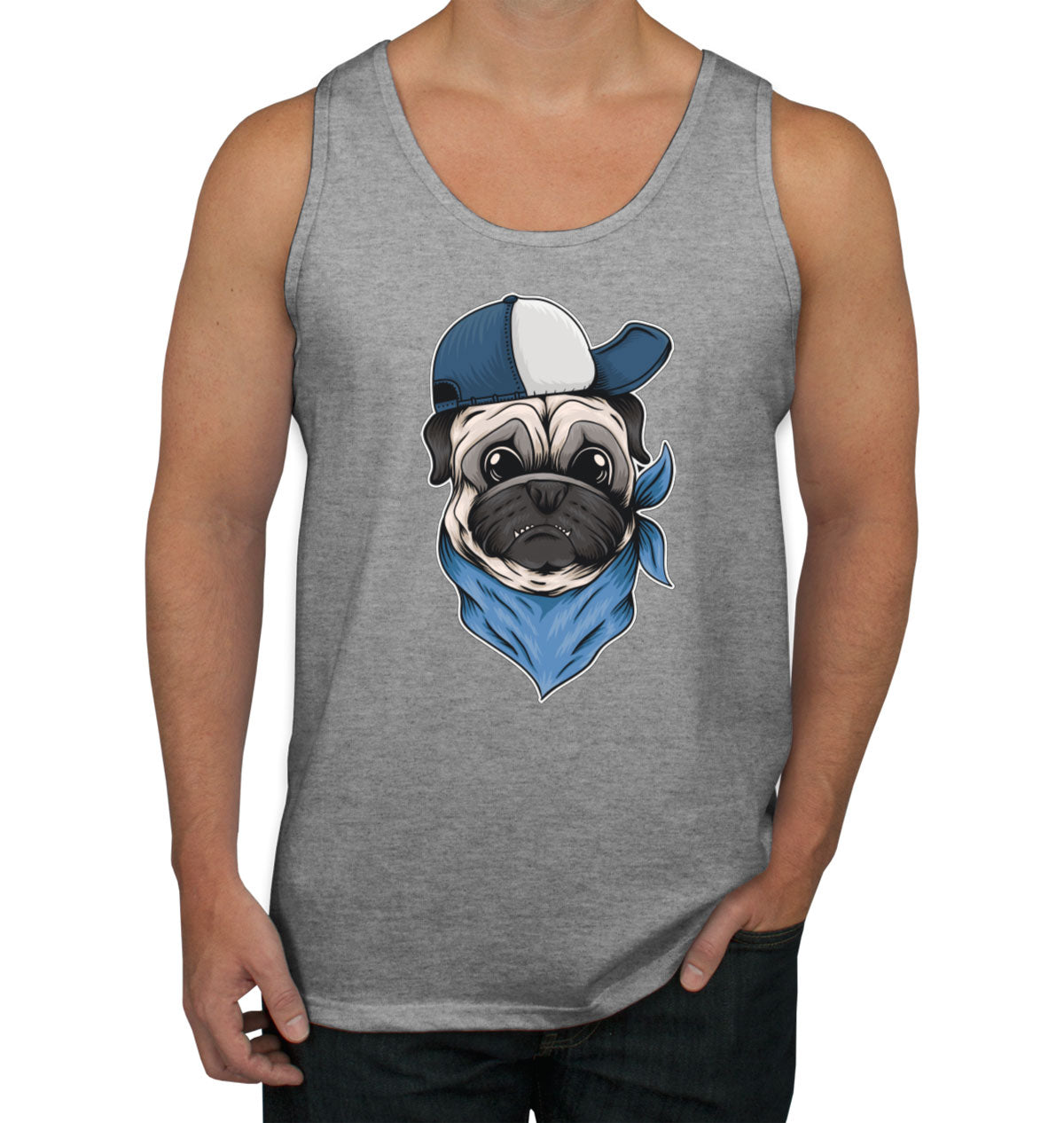 Pug Dog With Hat And Bandana Men's Tank Top