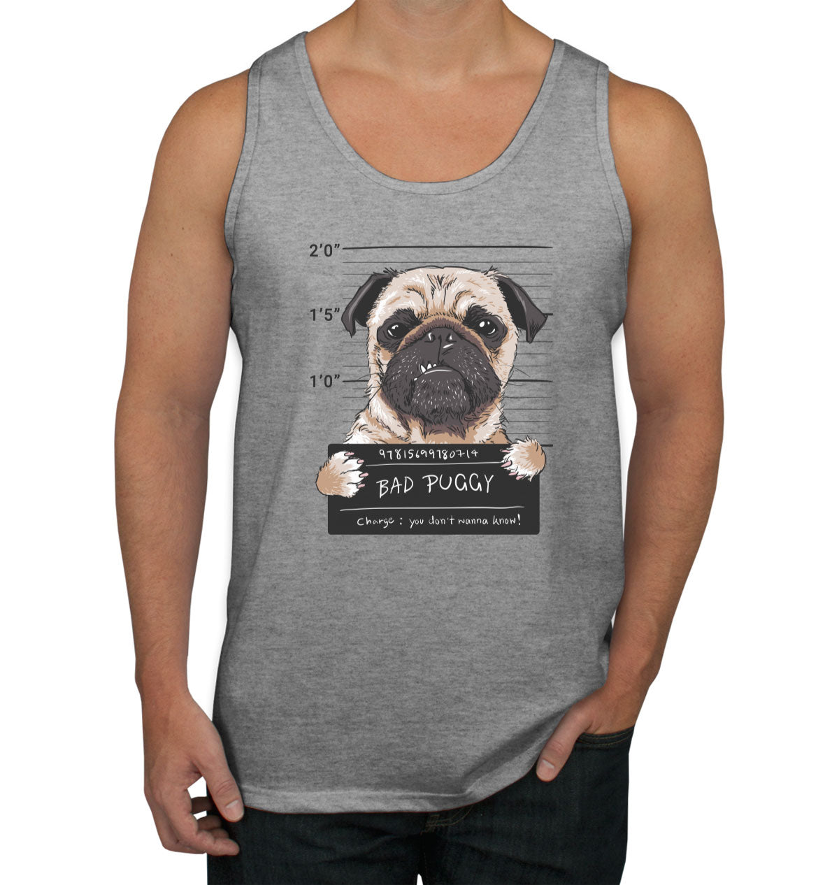 Funny Pug Dog Mugshot Men's Tank Top