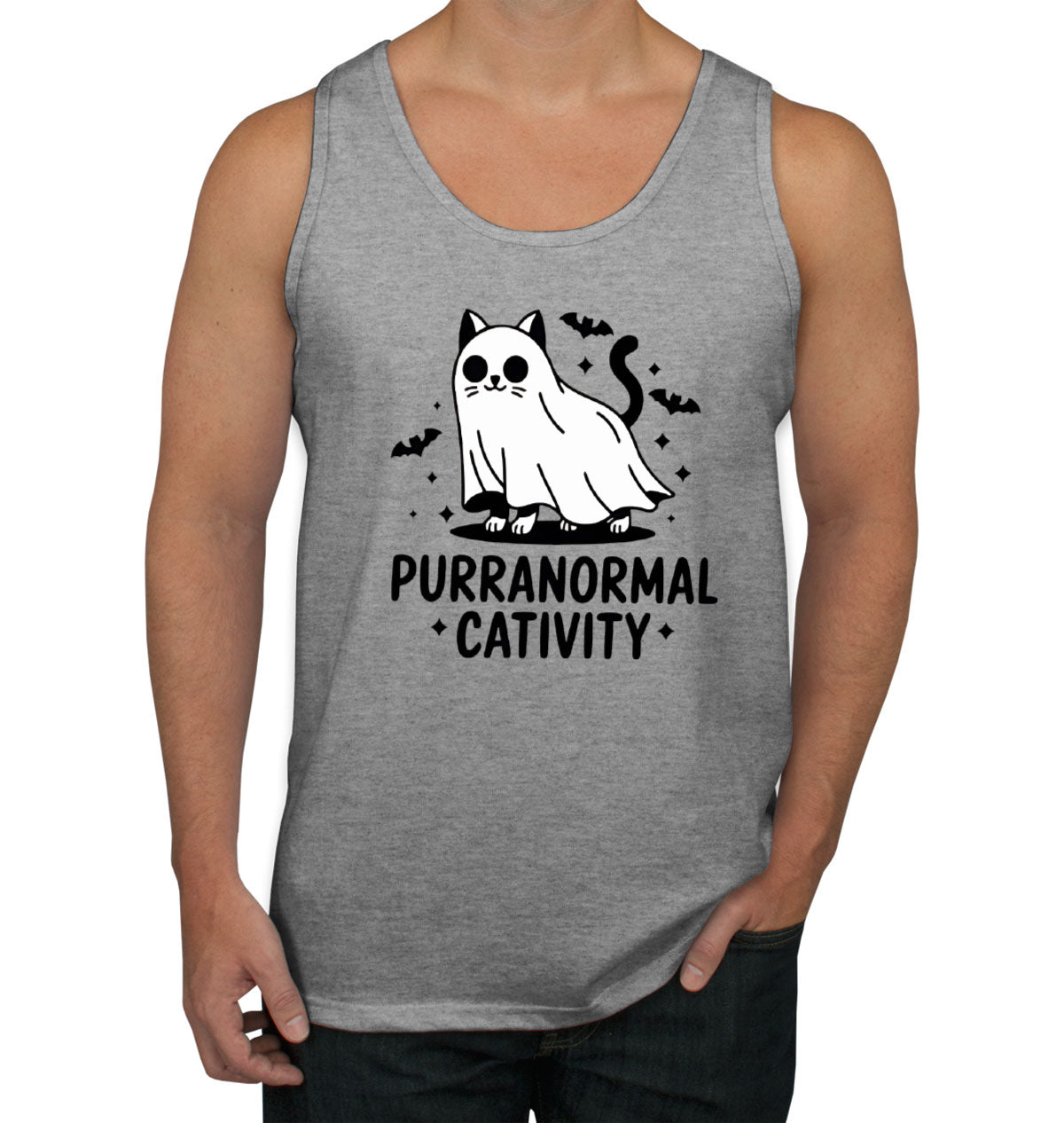 Purranormal Cativity Halloween Men's Tank Top