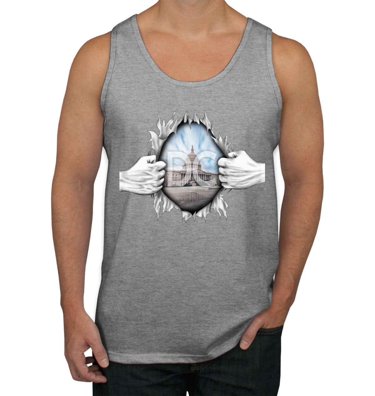 Ripping Open Shirt Washington DC Men's Tank Top