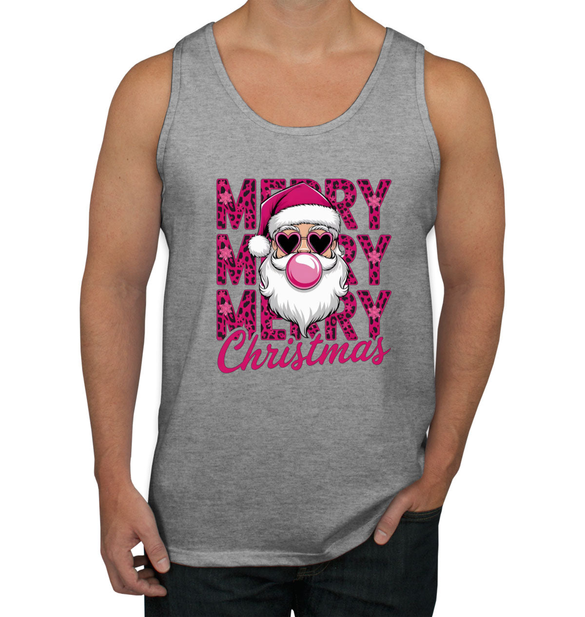 Santa Bubble Gum Merry Christmas Men's Tank Top