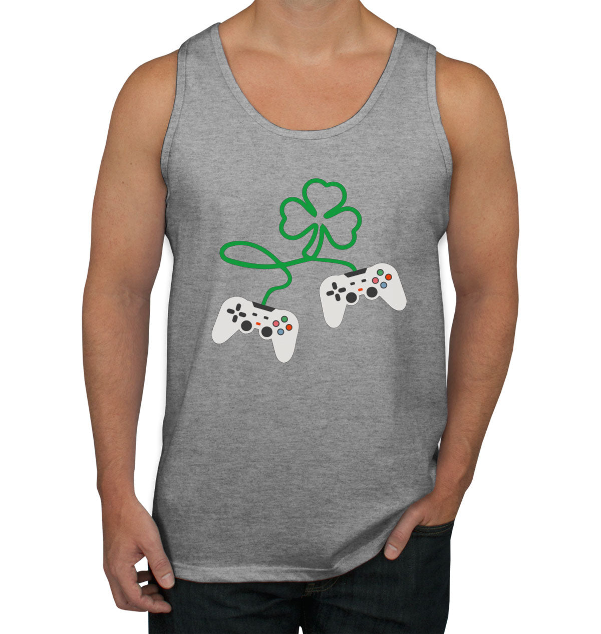 Shamrock Video Gamer St. Patrick's Day Men's Tank Top