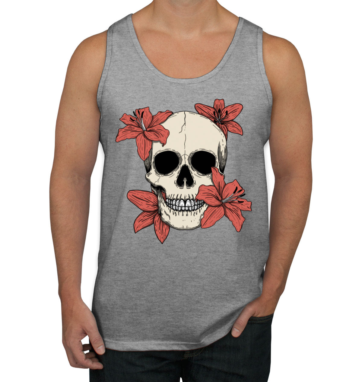 Skull With Flowers Men's Tank Top