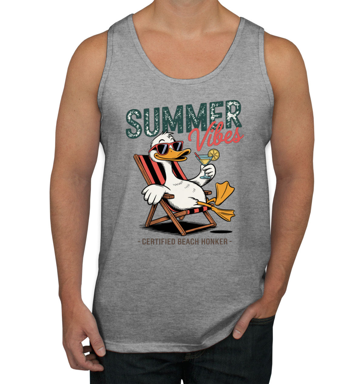 Summer Vibes Funny Duck Men's Tank Top
