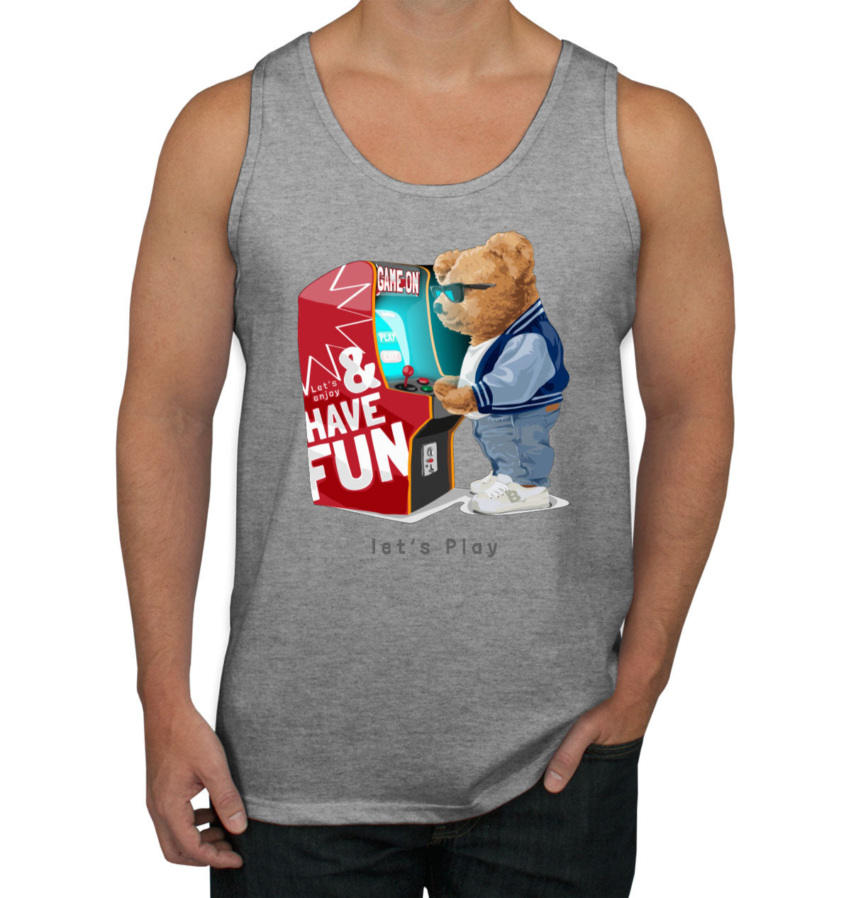 Teddy Bear Arcade Game Machine Men's Tank Top