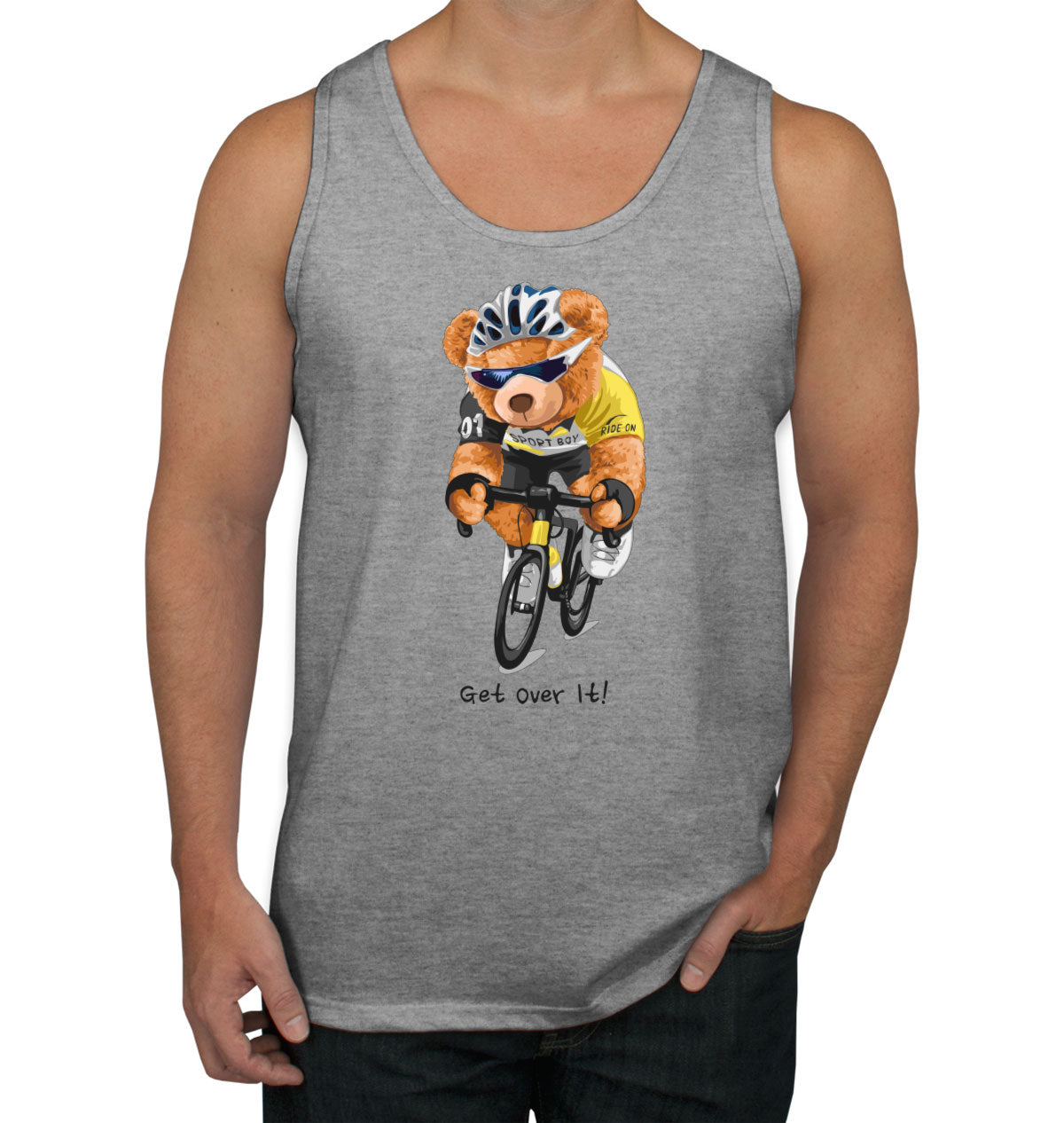 Teddy Bear Biker Get Over It Men's Tank Top