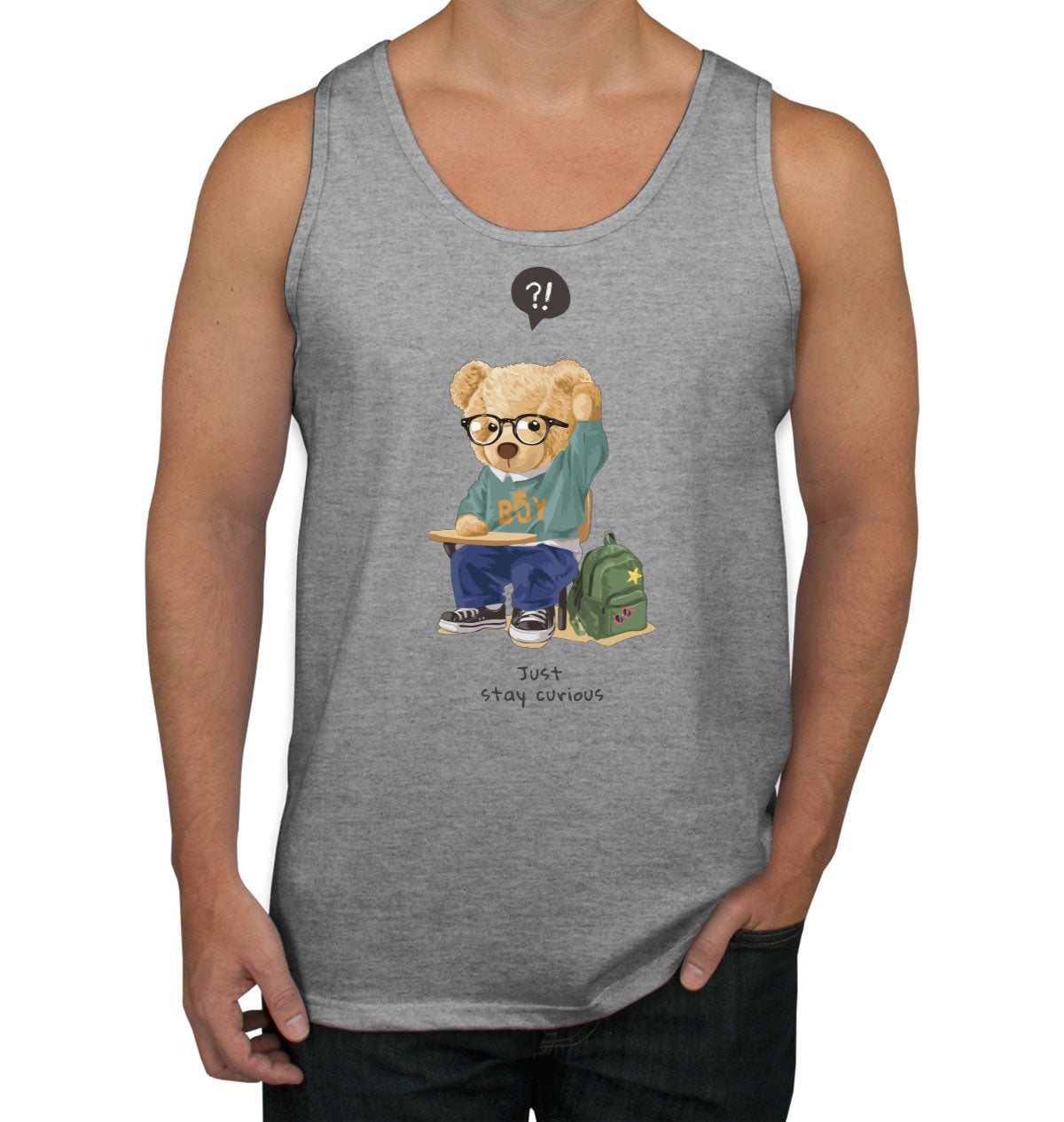 Teddy Bear Just Stay Curious Men's Tank Top