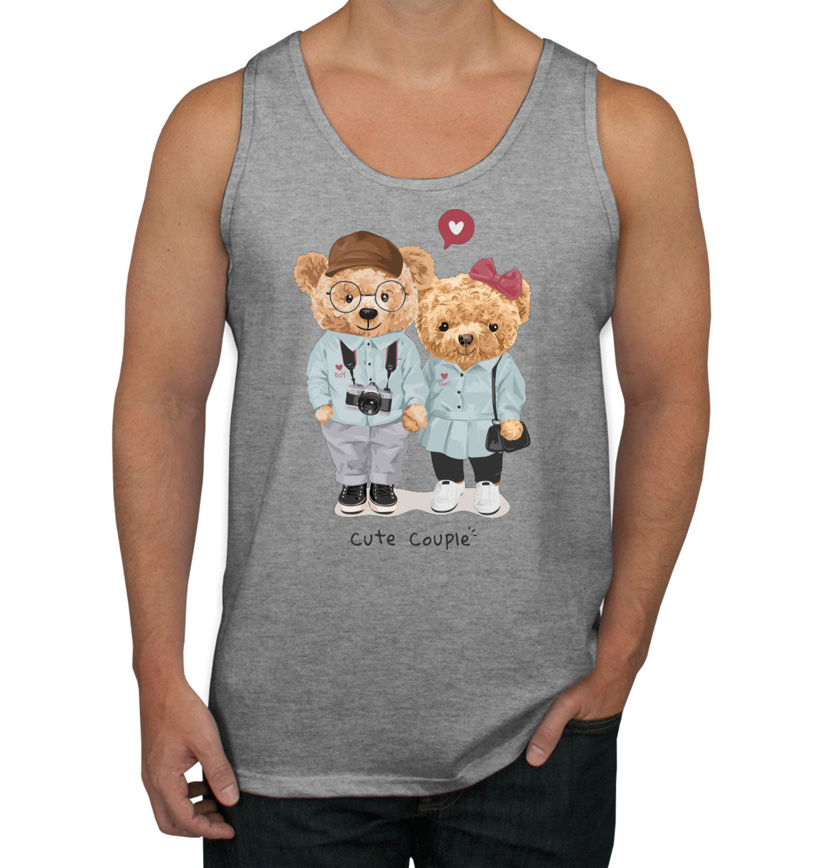 Teddy Bear Cute Couple Men's Tank Top