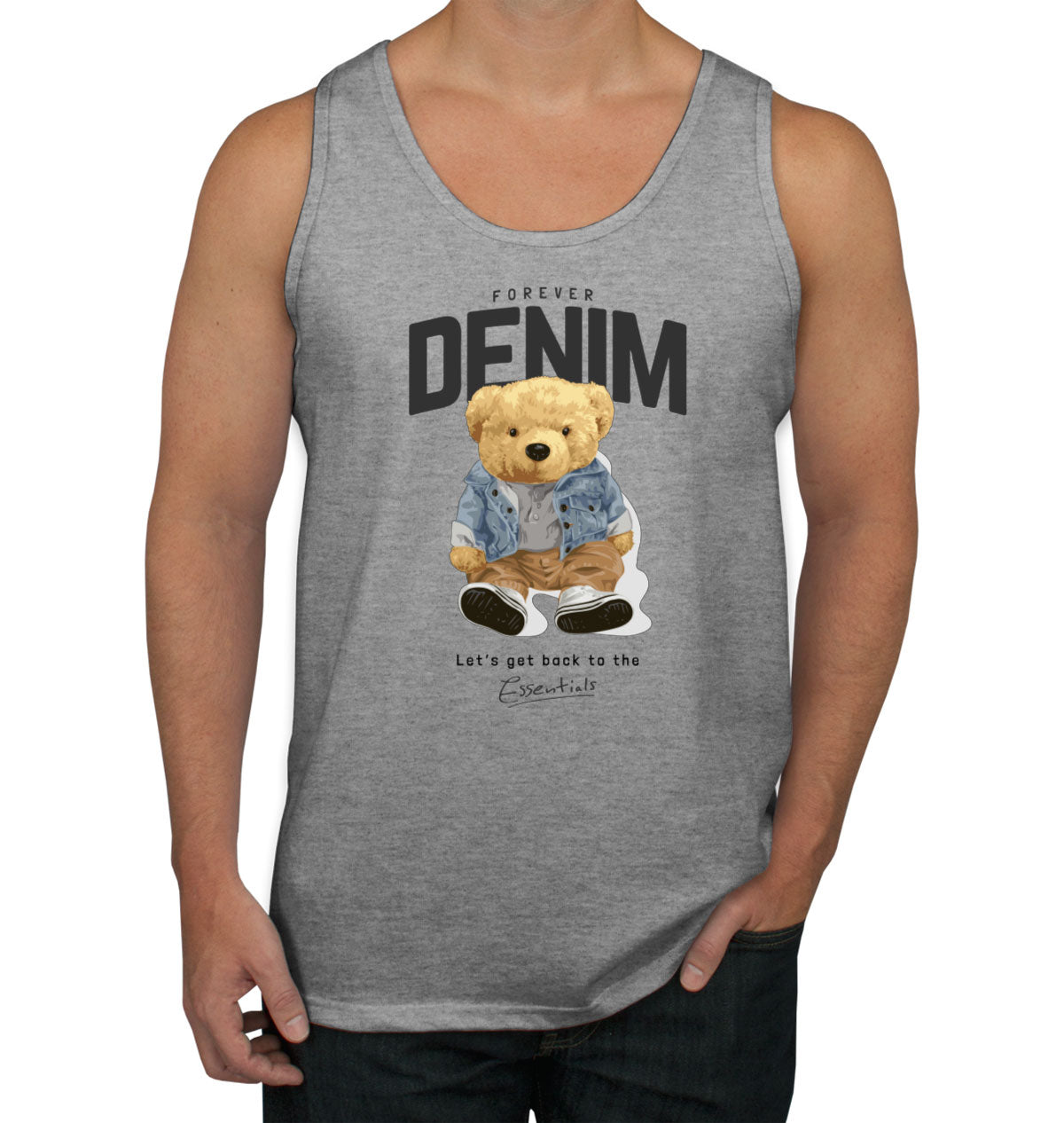 Teddy Bear Forever Denim Men's Tank Top