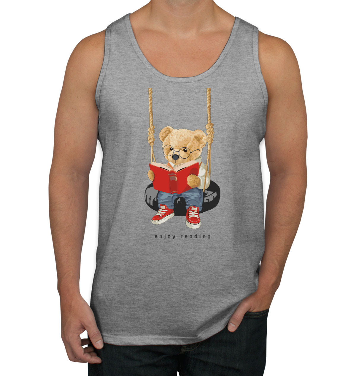 Teddy Bear Reading Men's Tank Top