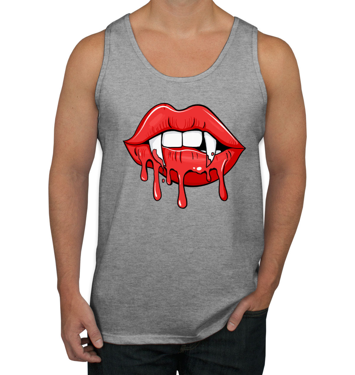 Vampire Pointed Lips Halloween Men's Tank Top