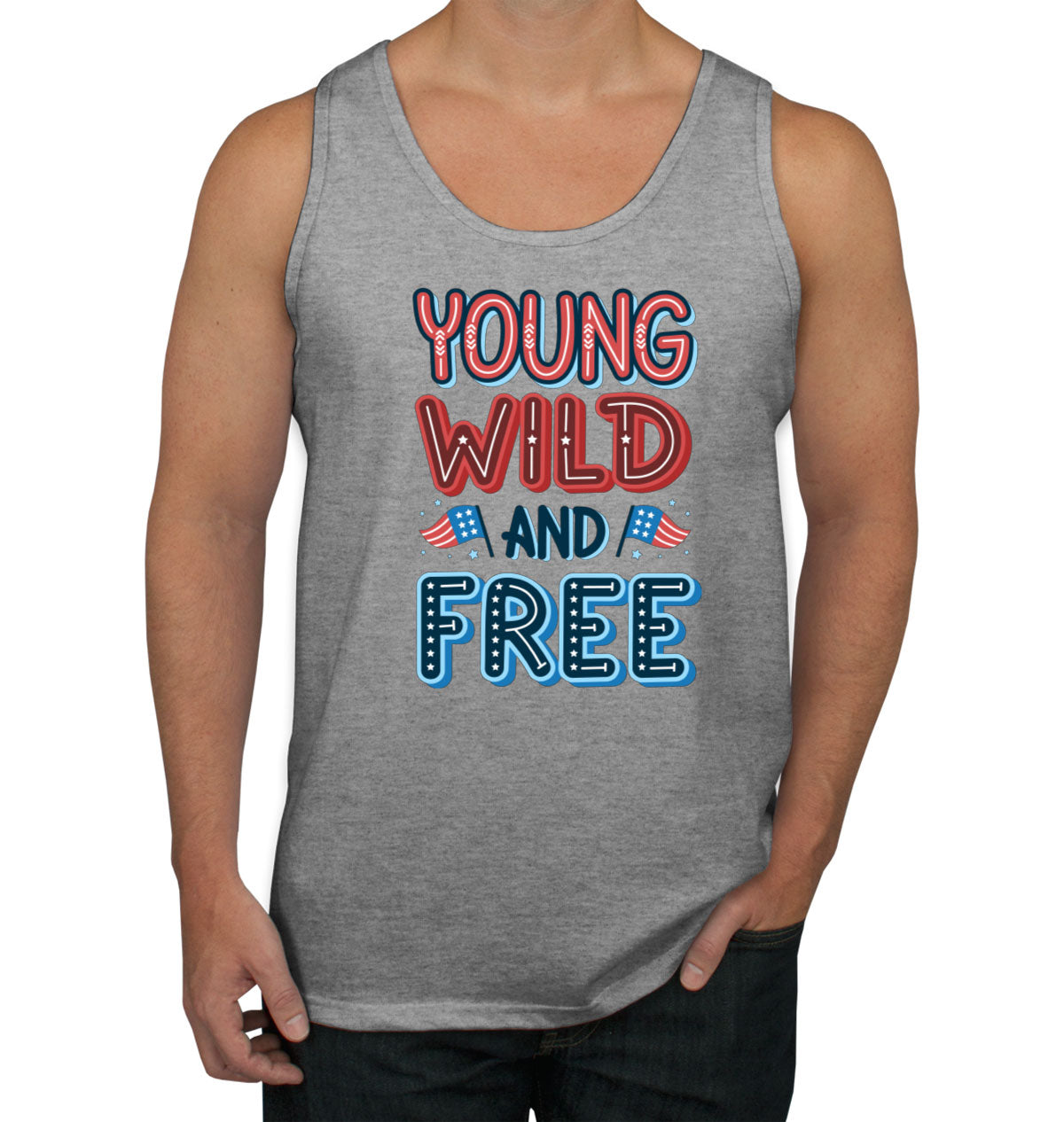 Young Wild And Free Patriotic Men's Tank Top