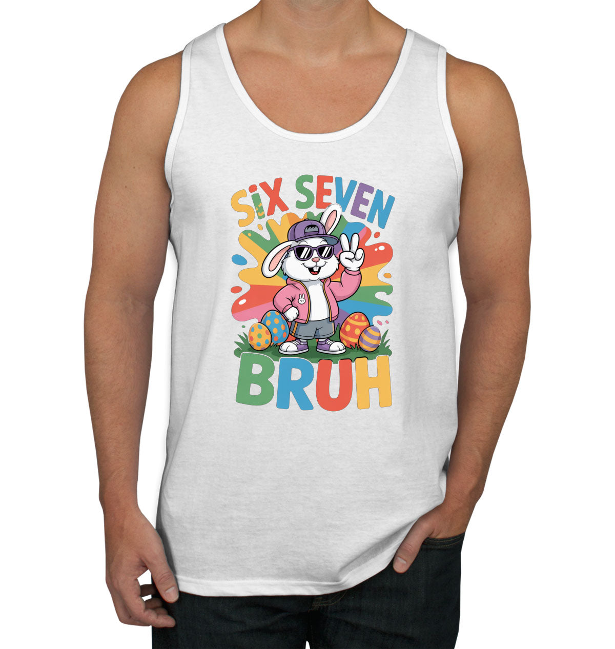 Six Seven Sixty Seven Bruh Bunny Easter Men's Tank Top