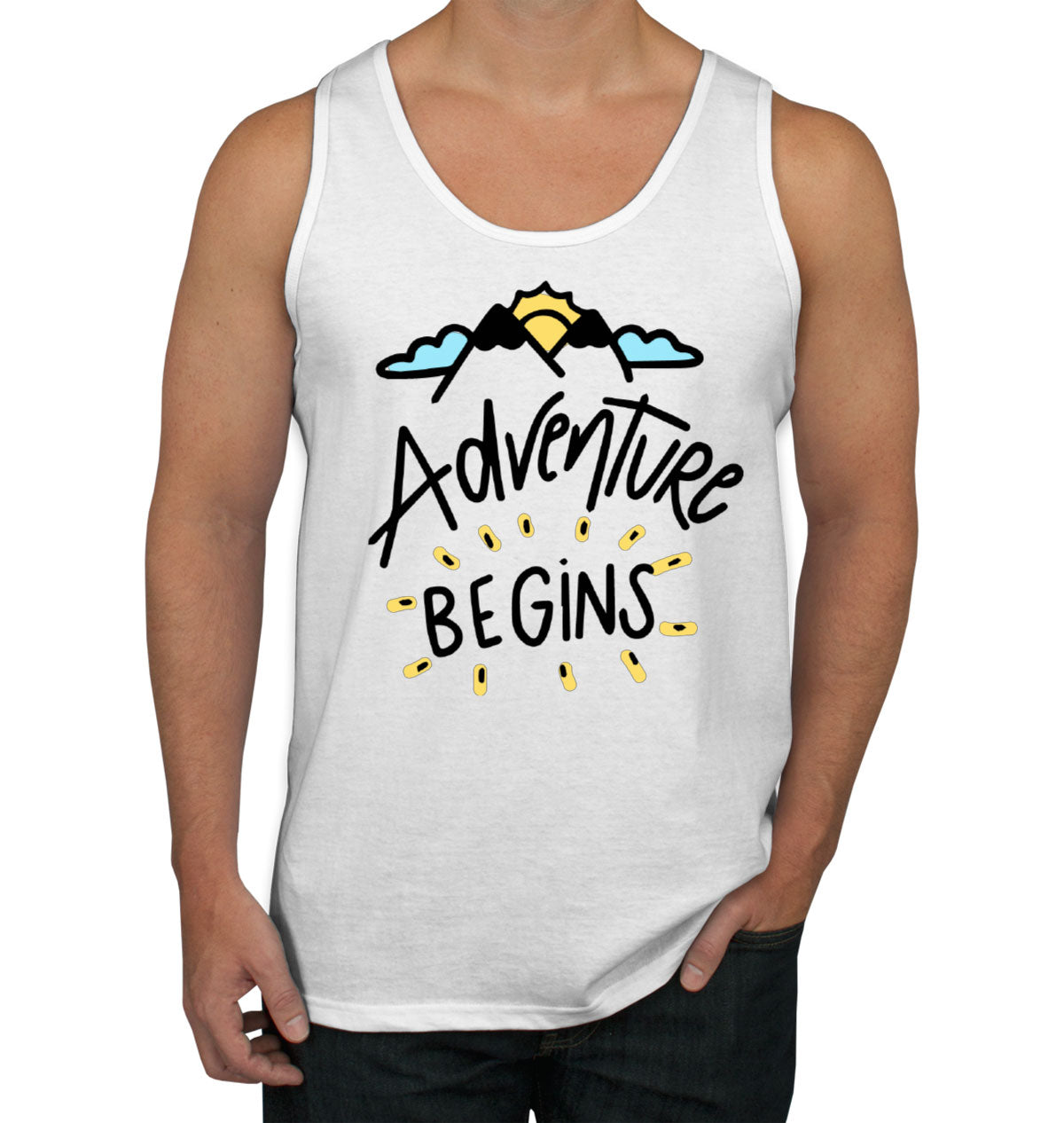 Adventure Begins Camping Men's Tank Top