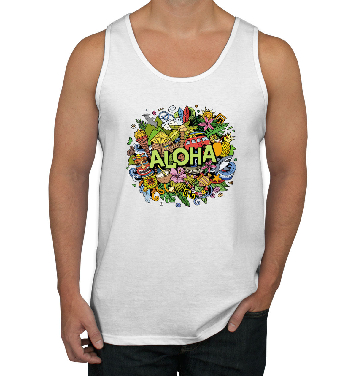 Aloha Hawaii Doodle Men's Tank Top
