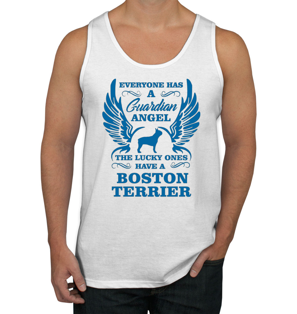 Boston Terrier Guardian Angel Dog Men's Tank Top