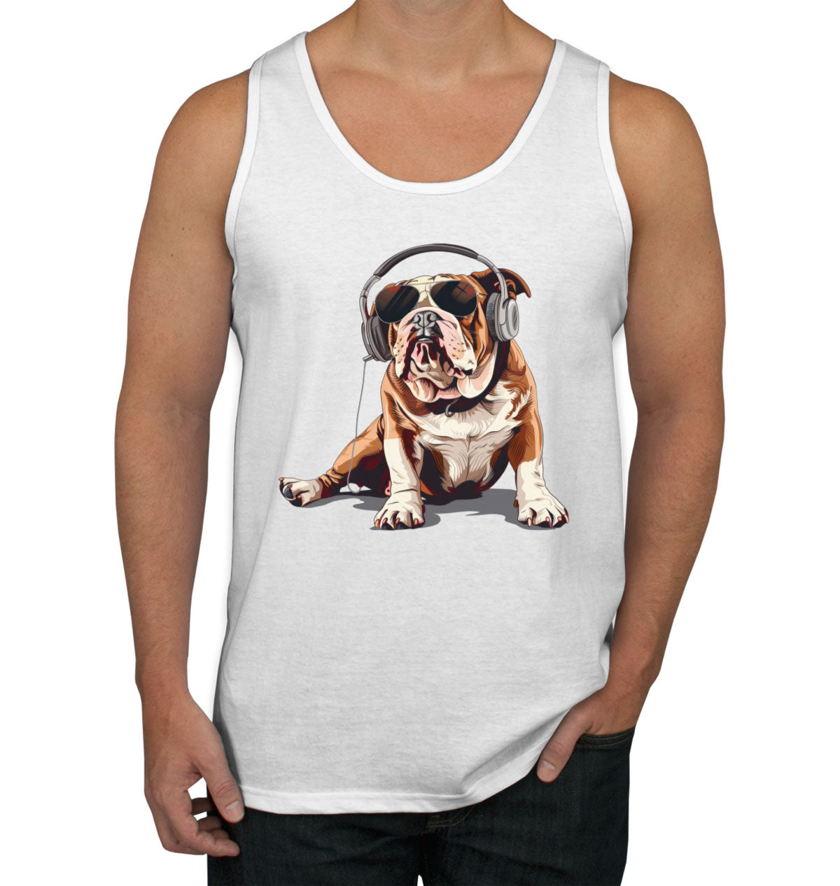 Bulldog With Headphone Men's Tank Top