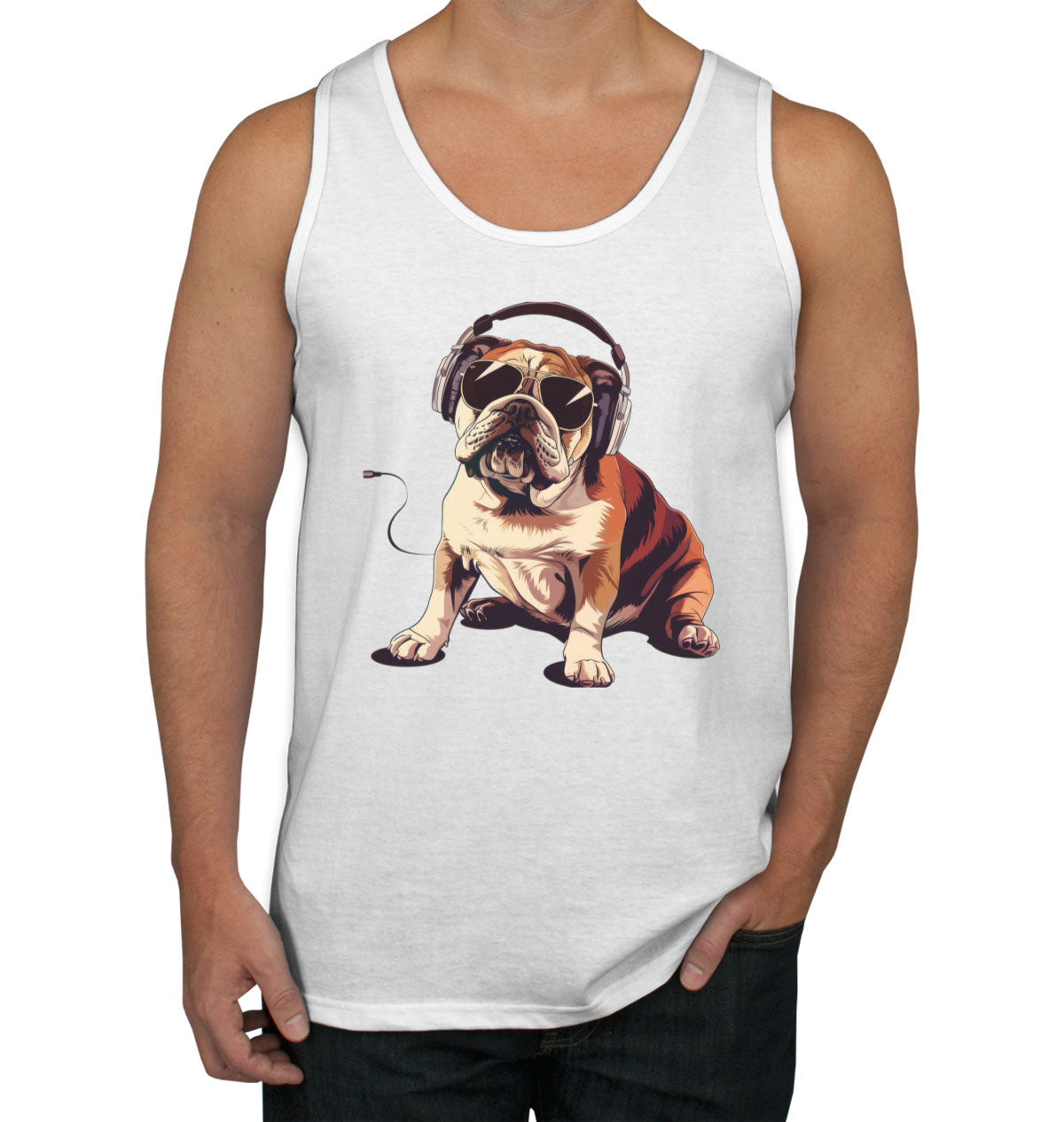 Bulldog With Headphone Men's Tank Top