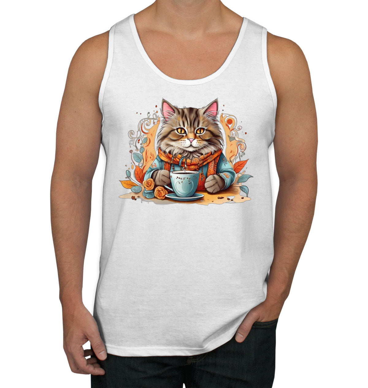Cat Coffee Lover Men's Tank Top