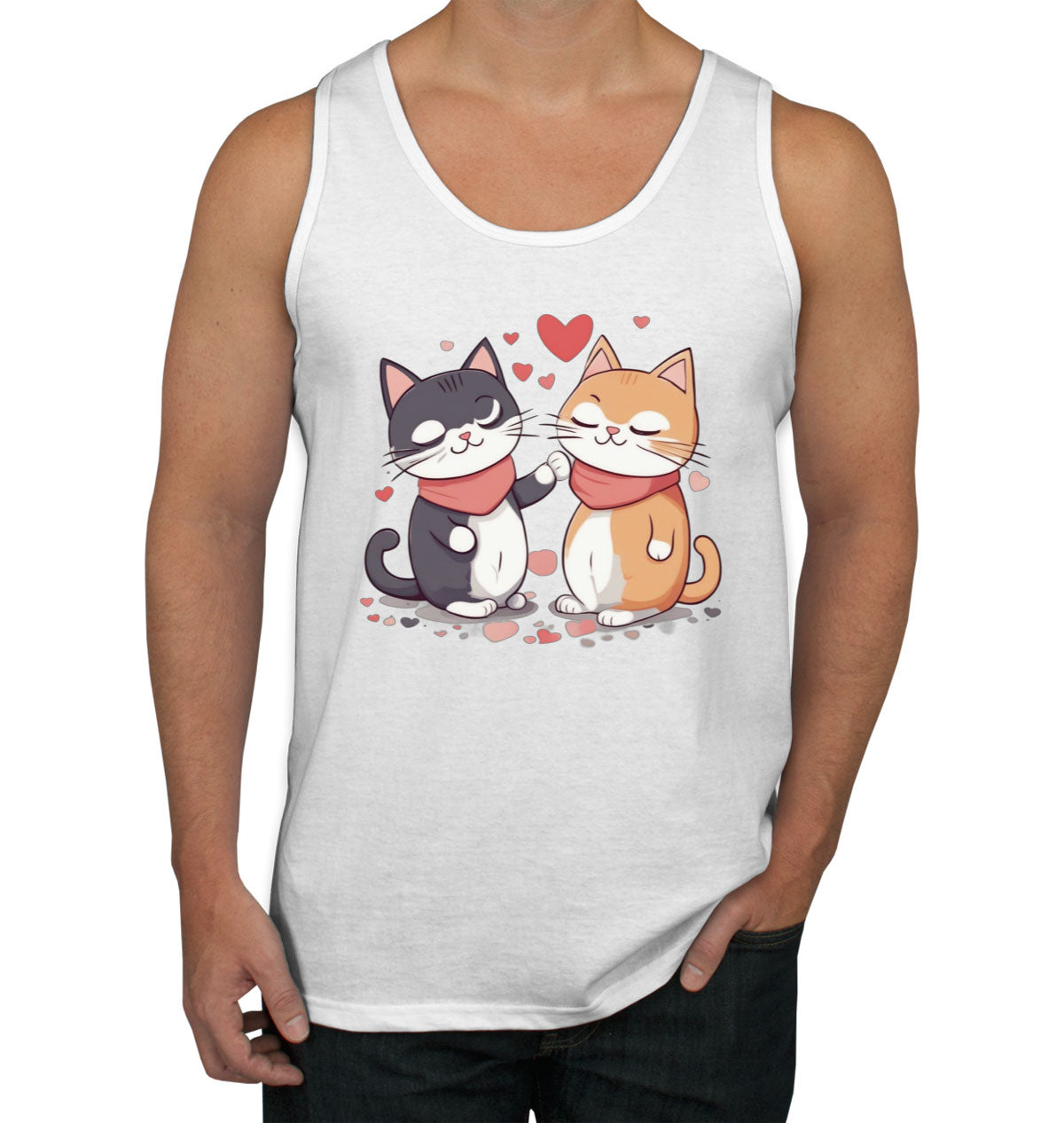 Cute Cat Couples Valentine's Day Men's Tank Top