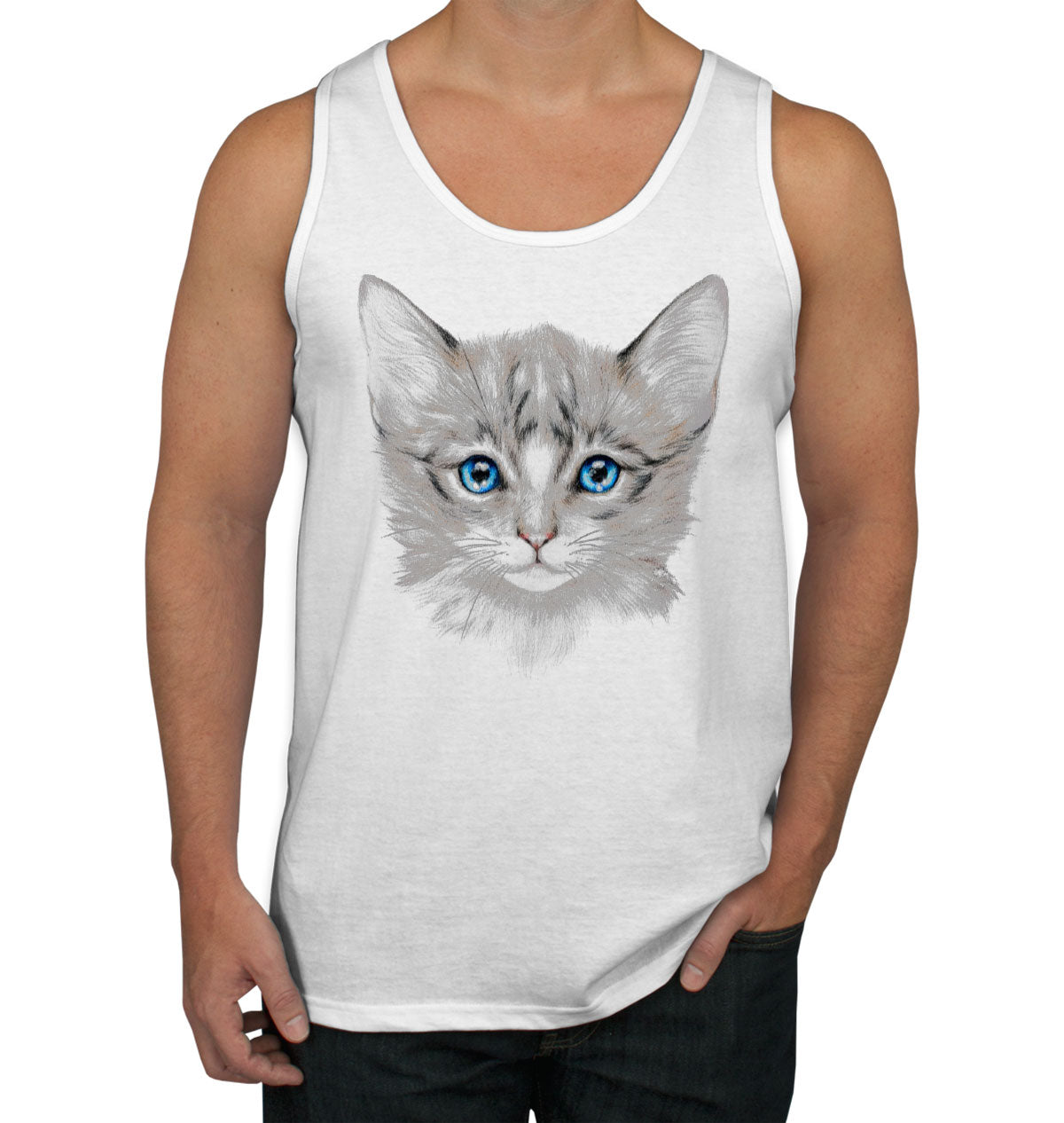 Cute Cat Face  Men's Tank Top