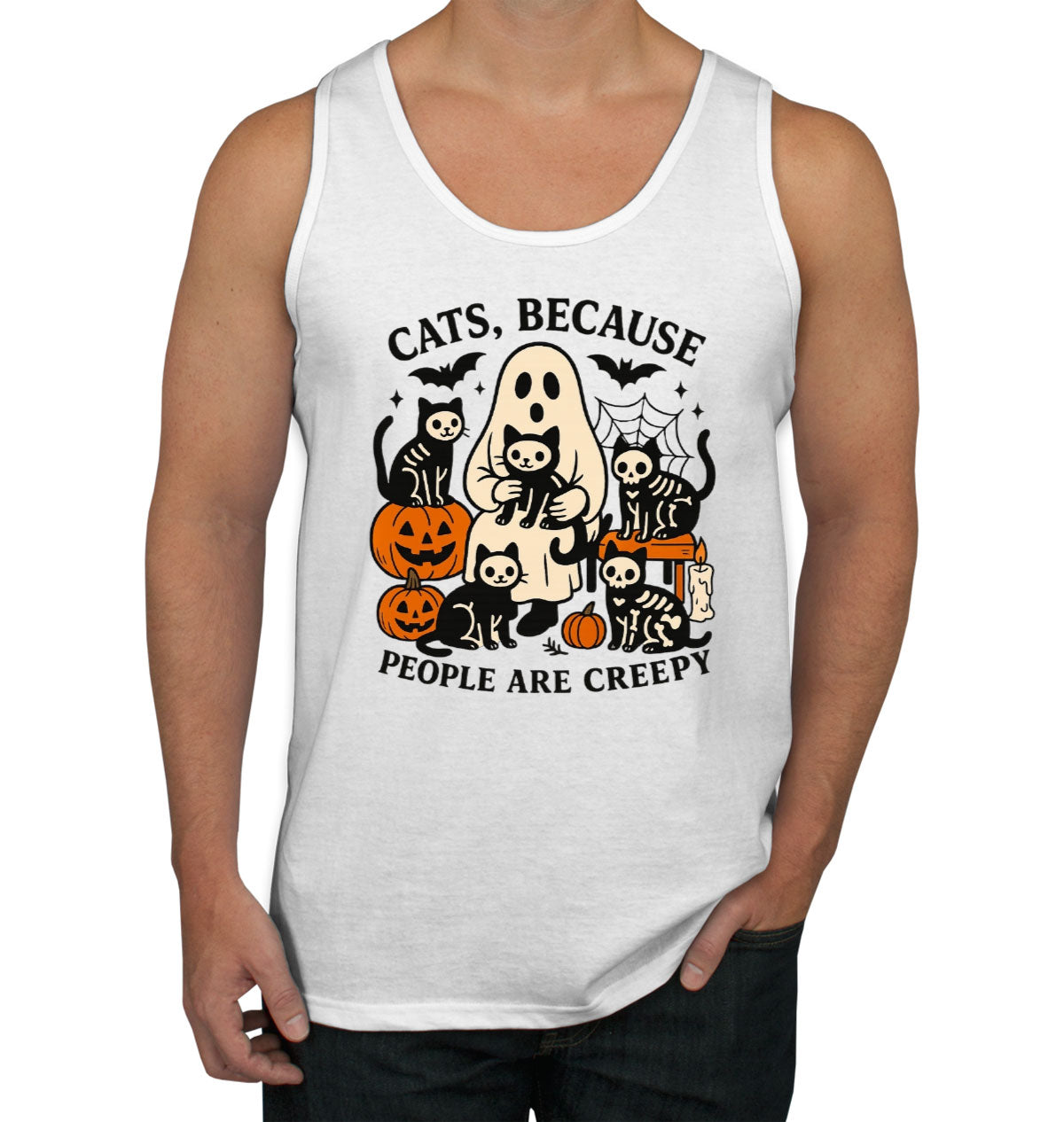 Cats, Because People Are Creepy Men's Tank Top