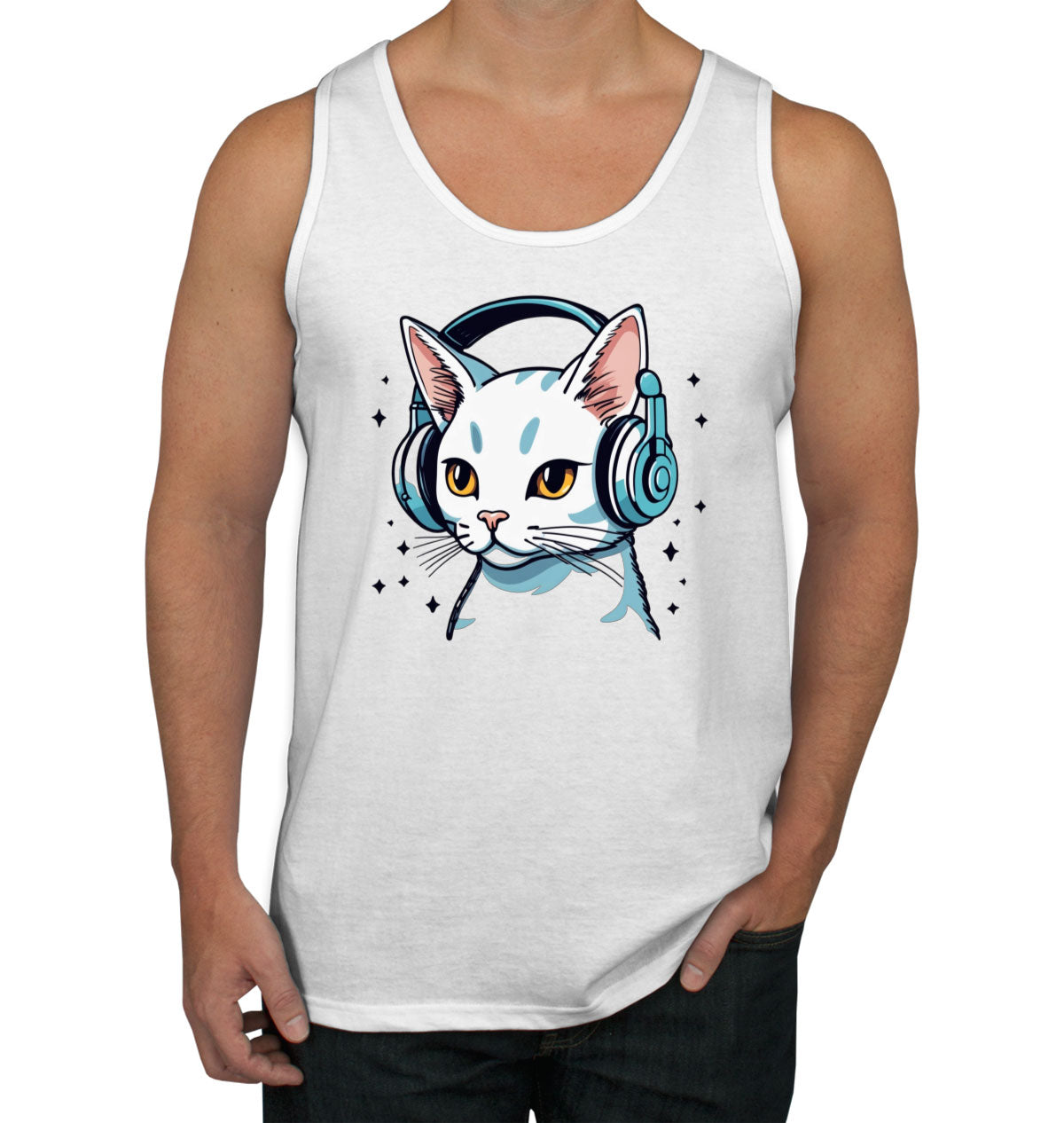 Cool Cat With Headphone Men's Tank Top