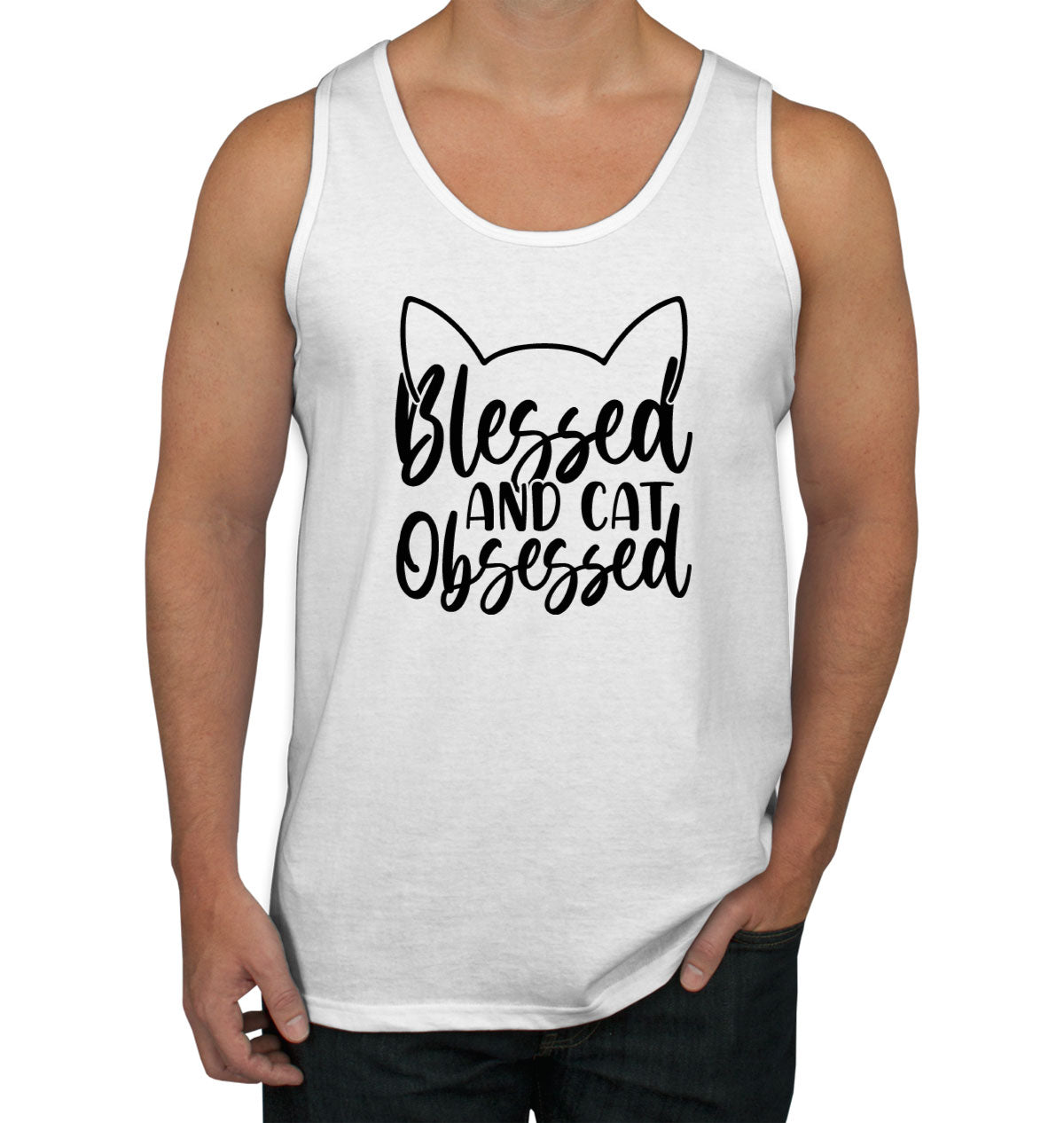 Blessed And Cat Obsessed Men's Tank Top