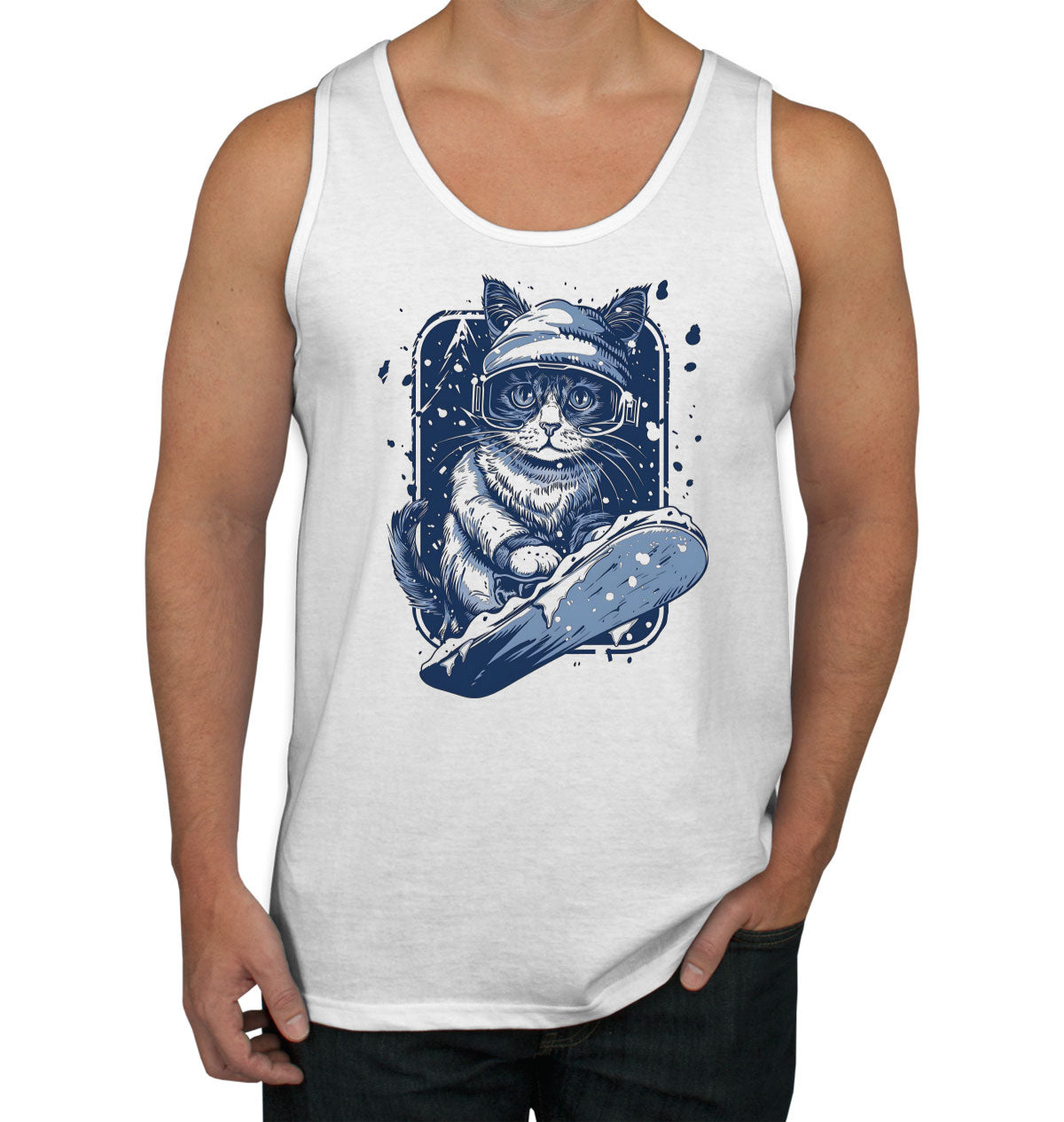 Snowboarding Cat Men's Tank Top