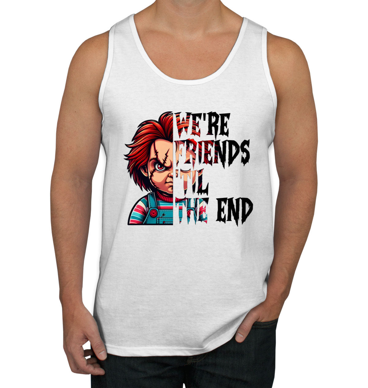 Chucky We're Friends 'Til The End Halloween Men's Tank Top