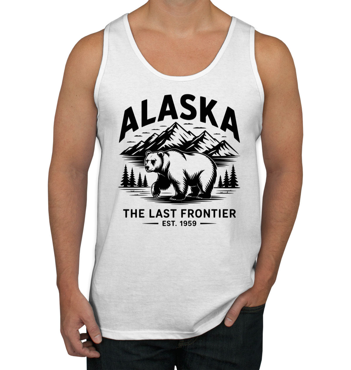 Alaska Cityscape Illustration The Last Frontier Men's Tank Top