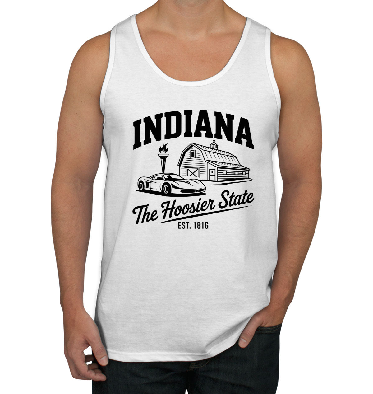 Indiana Cityscape Illustration The Hoosier State Men's Tank Top