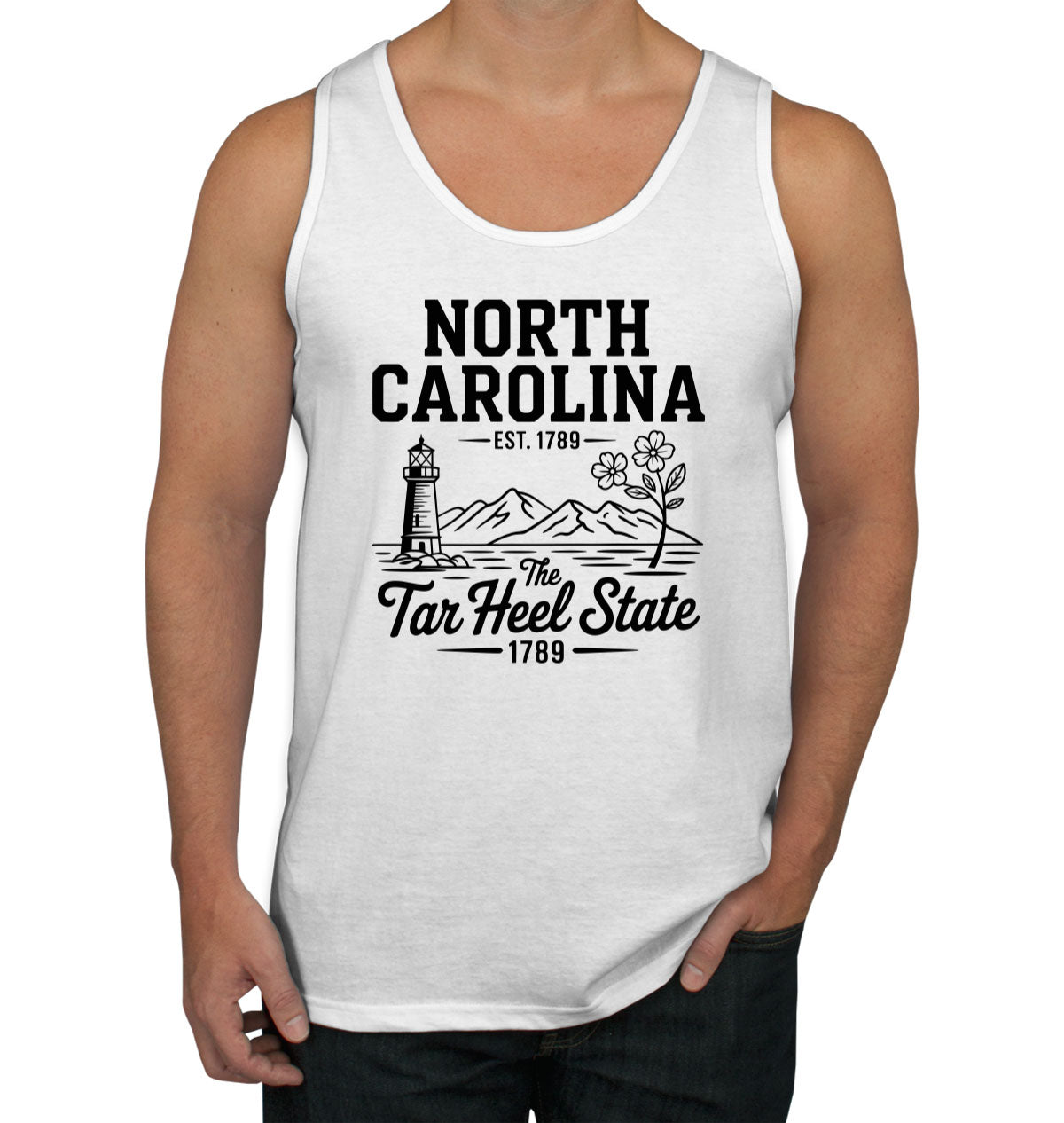 North Carolina Cityscape Illustration The Tar Heel State Men's Tank Top
