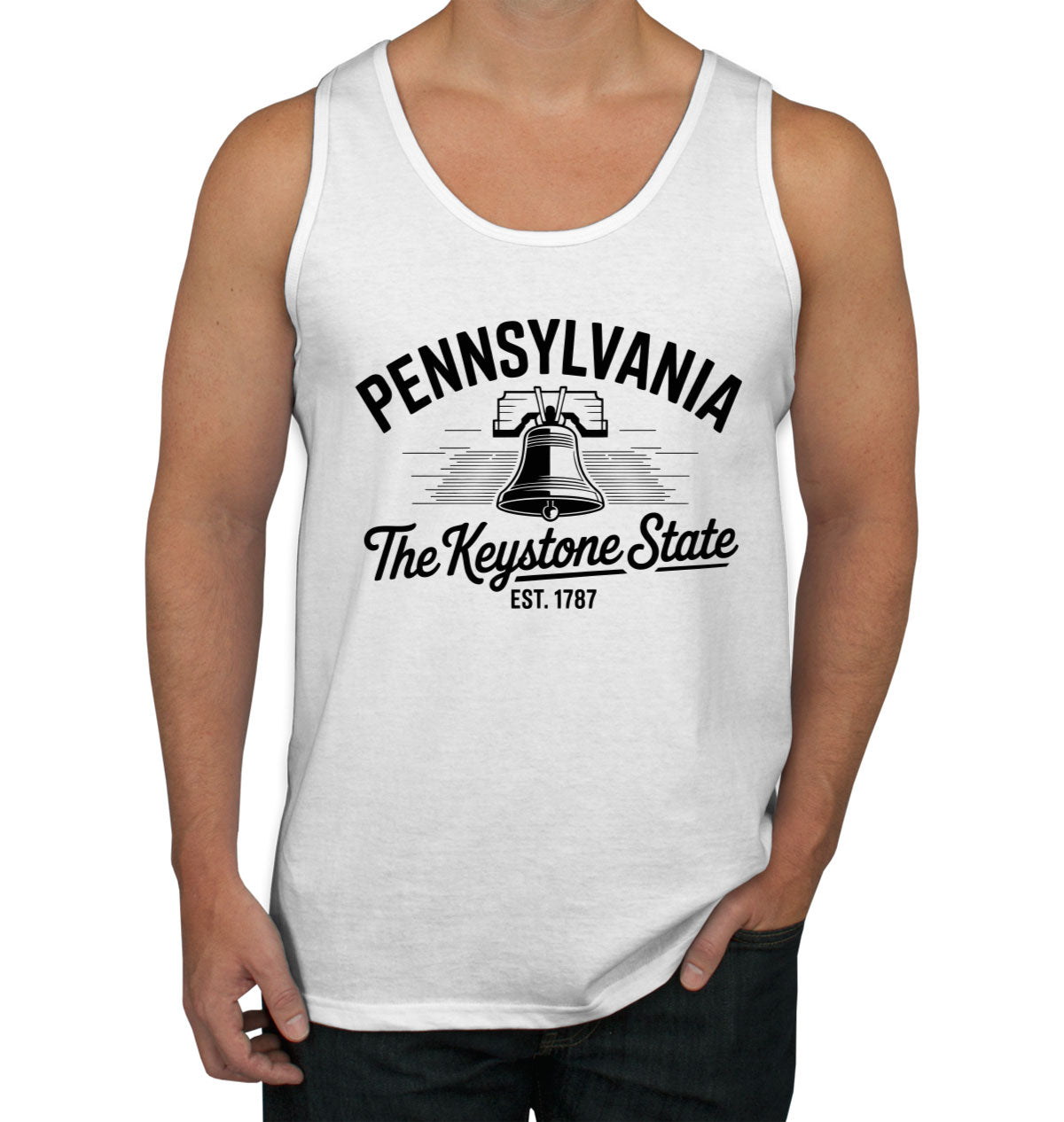 Pennsylvania Cityscape Illustration The Keystone State Men's Tank Top