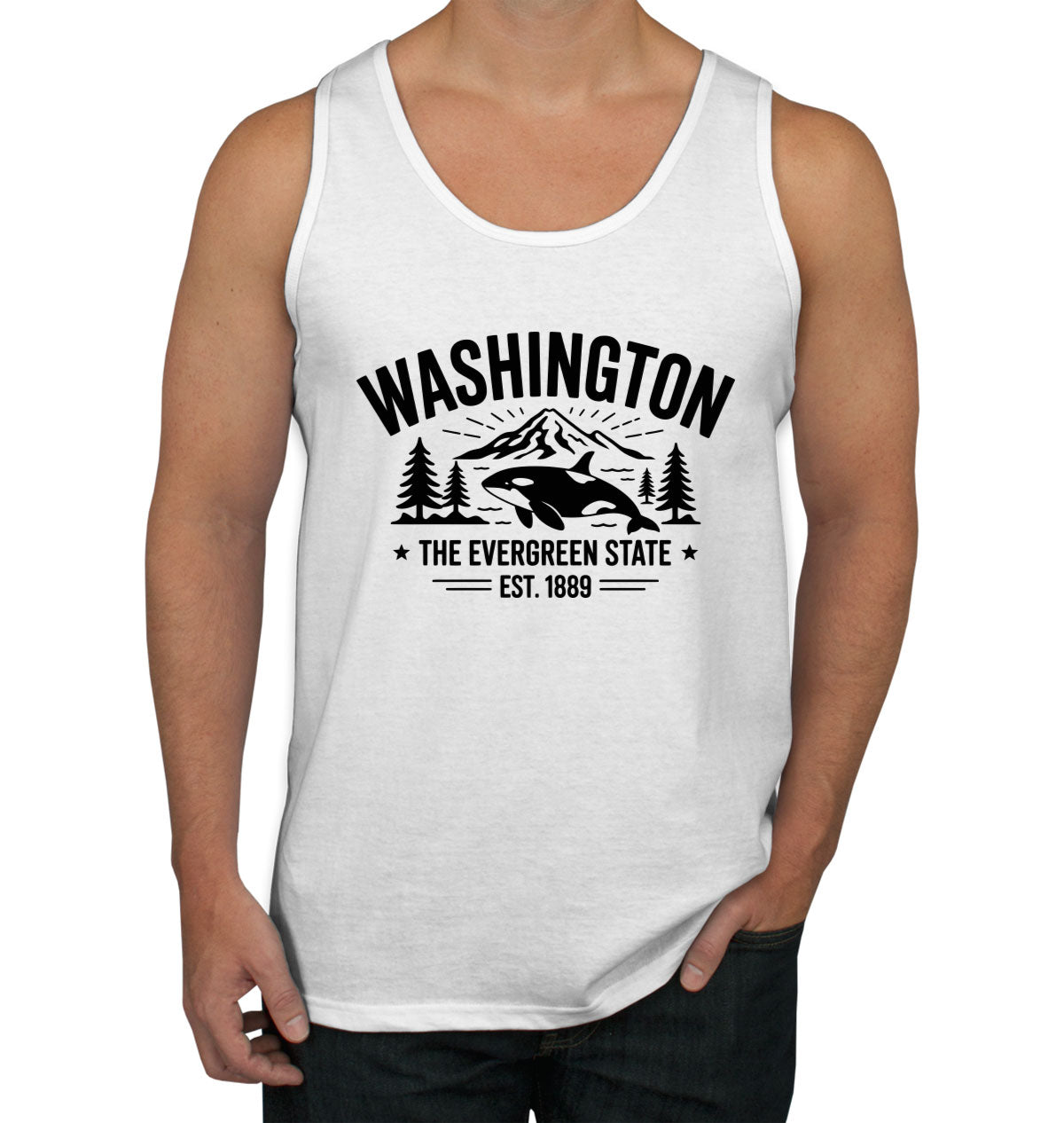 Washington Cityscape Illustration The Evergreen State Men's Tank Top