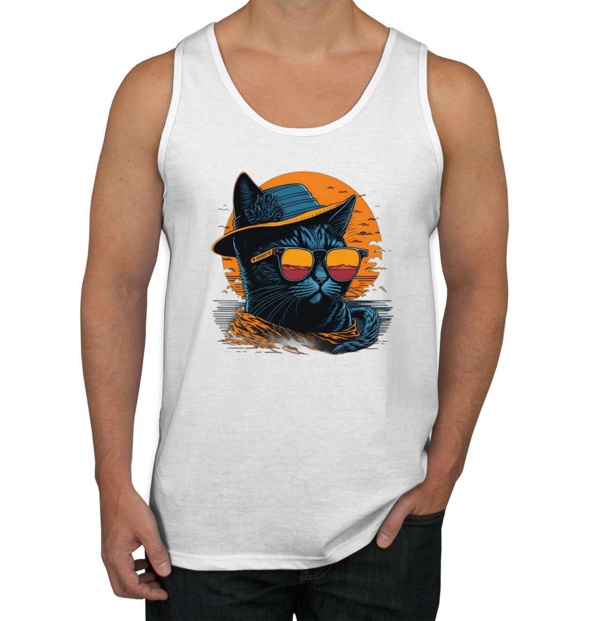 Cool Cat With Hat And Sunglasses Men's Tank Top