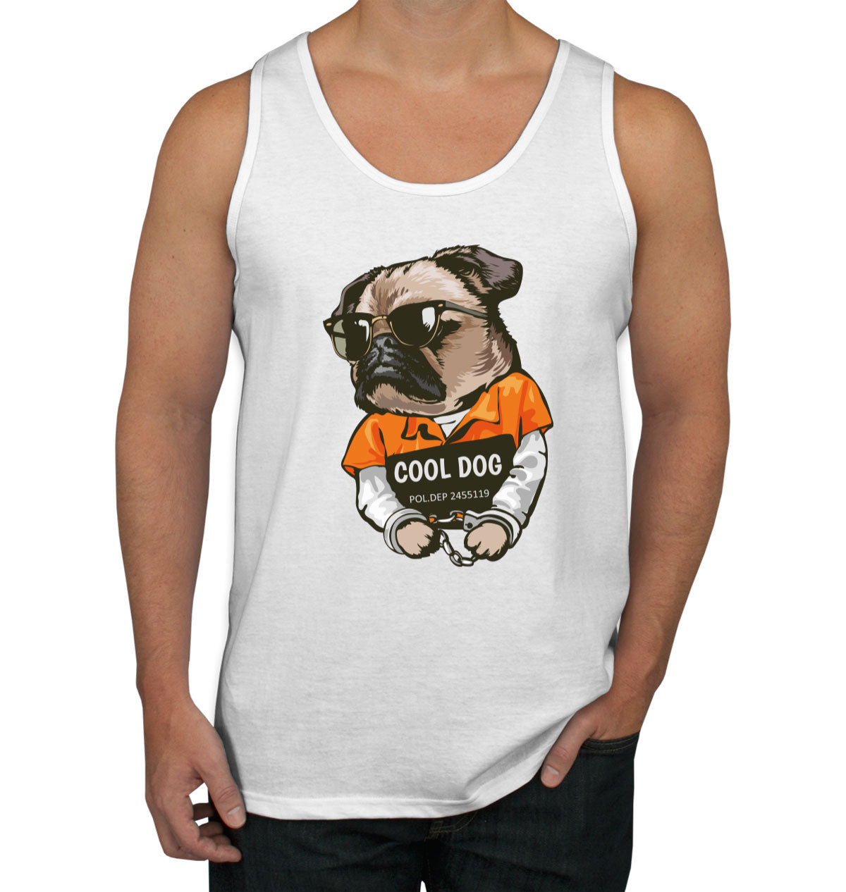 Cool Dog In Sunglasses Pug Dog Men's Tank Top